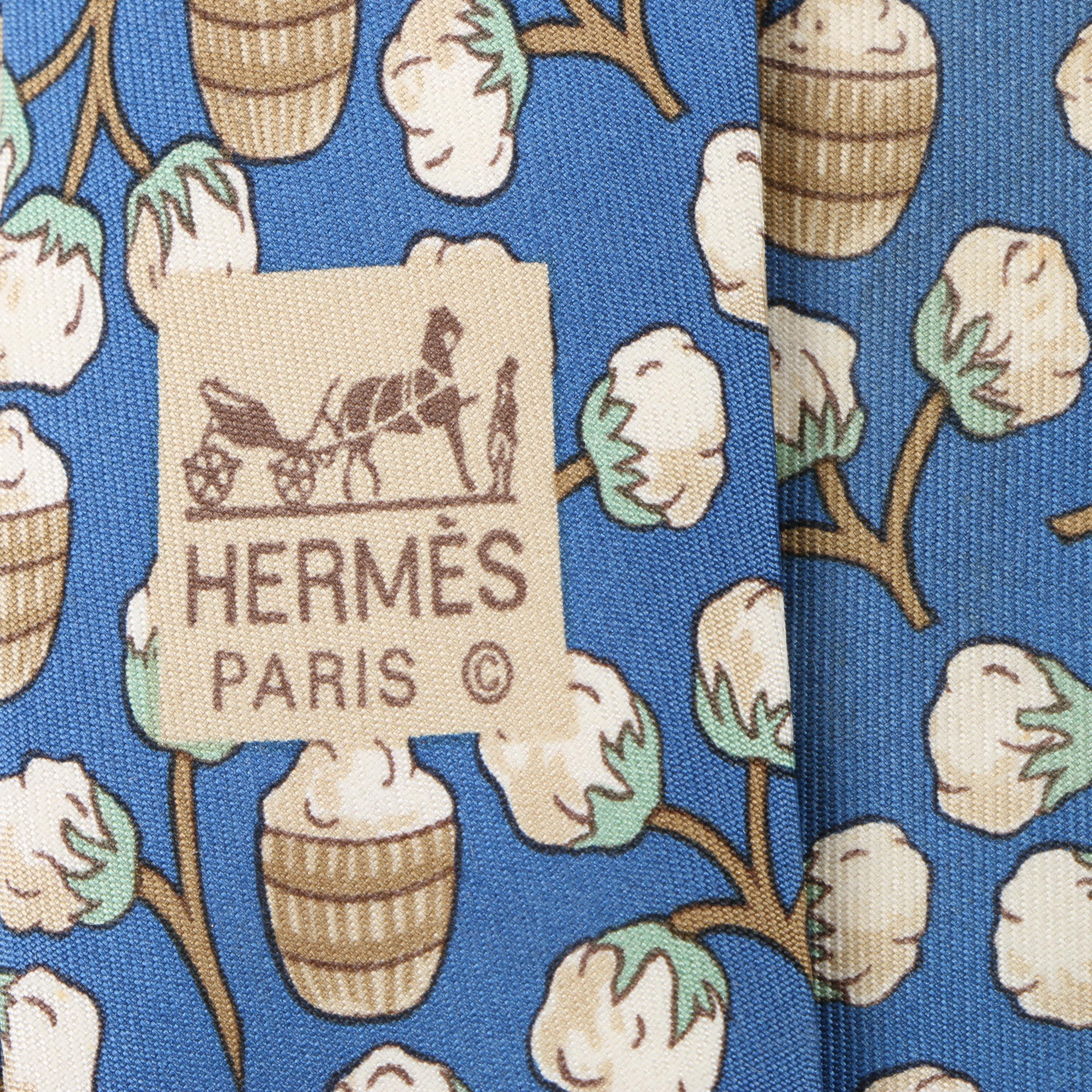 Vintage Hermès of Paris Cotton Pattern Silk Tie