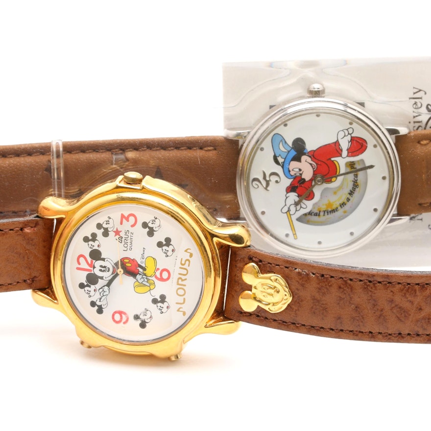 Mickey Mouse Stainless Steel and Leather Wristwatch Selection