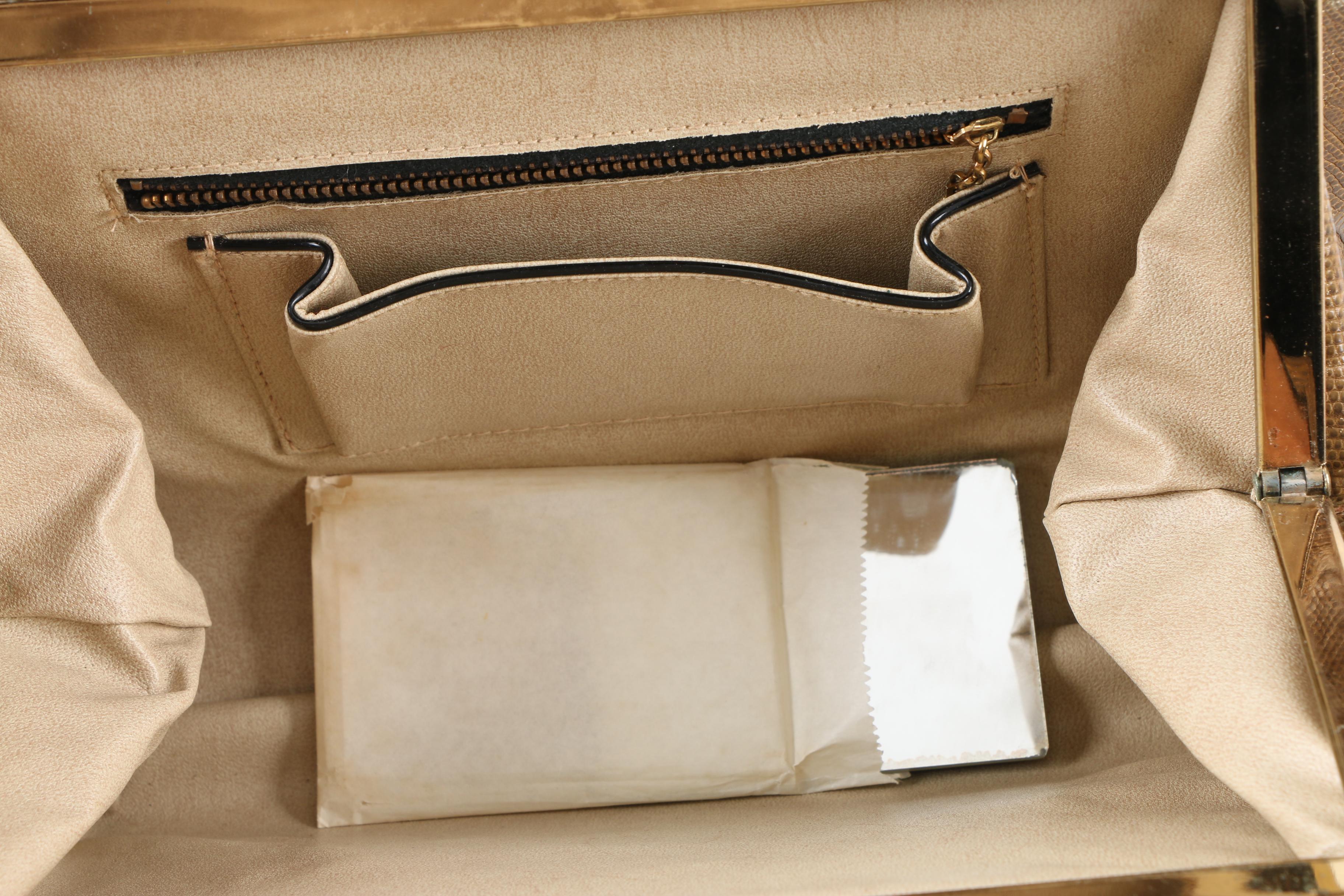 Vintage Olive Brown Lizard Skin Handbag