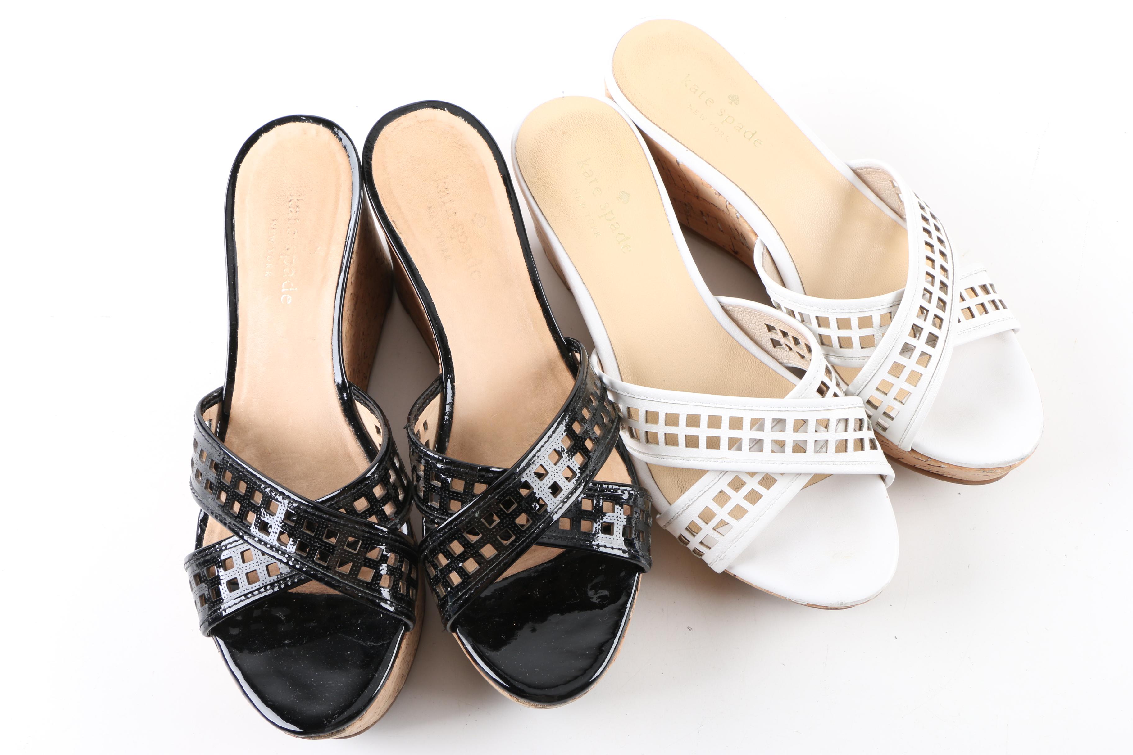 Kate Spade New York Platform Cork Wedge Laser Cut Slide Sandals