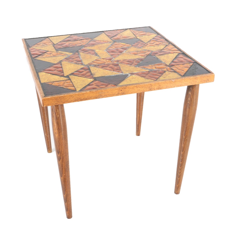 Mid Century Modern Georges Briard Glass Mosaic Top Side Table