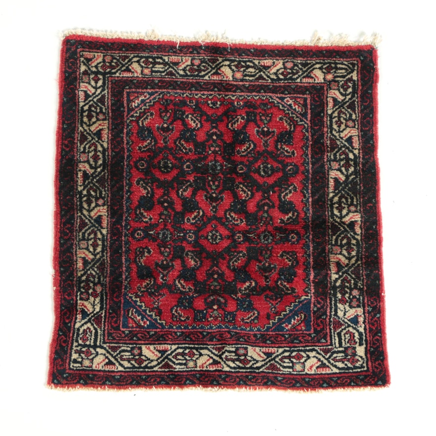 Semi-Antique Hand-Knotted Persian Enjilas Accent Rug