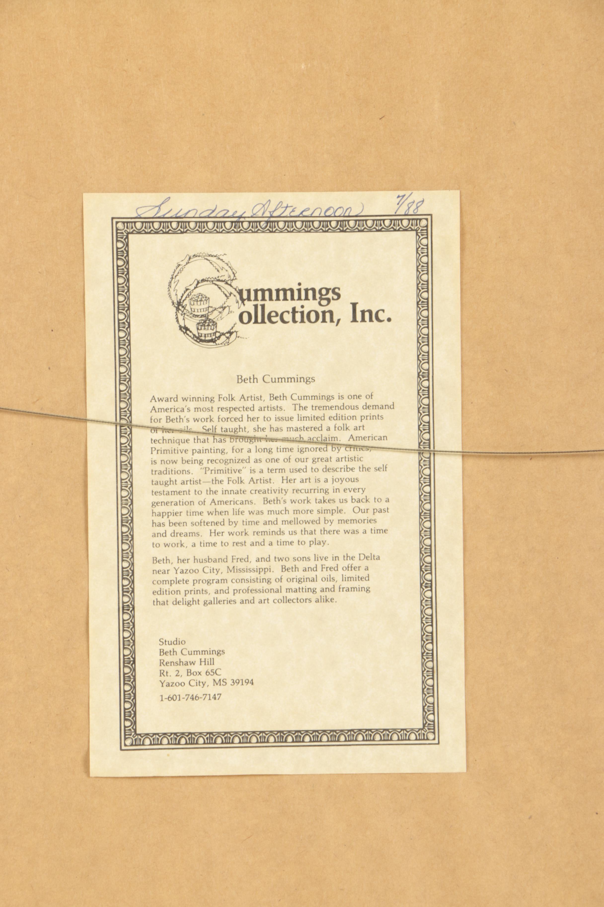 Beth Cummings Limited Edition Offset Lithograph