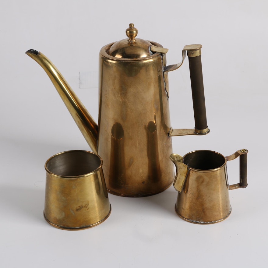 Mid Century Brass Coffee Set