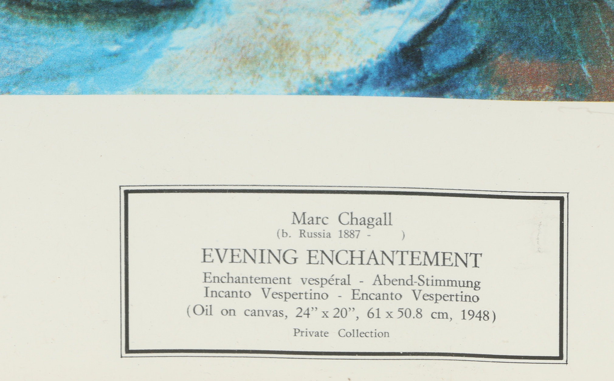 Offset Lithograph After Marc Chagall "Evening Enchantment"