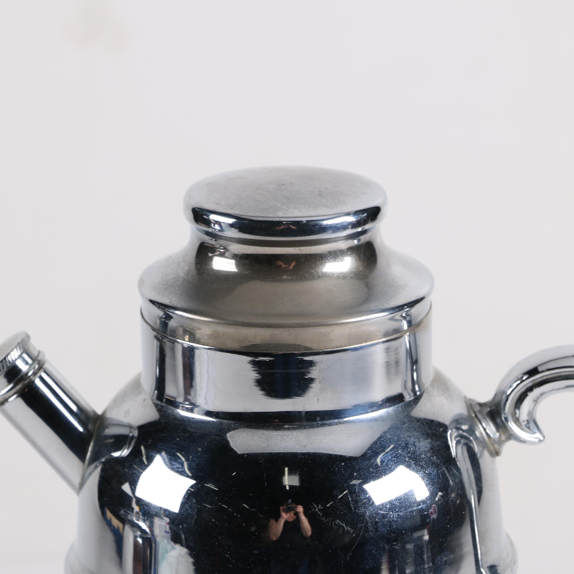 Mid Century West Bend "Penguin" Hot and Cold Server and 1940's Cocktail Shaker