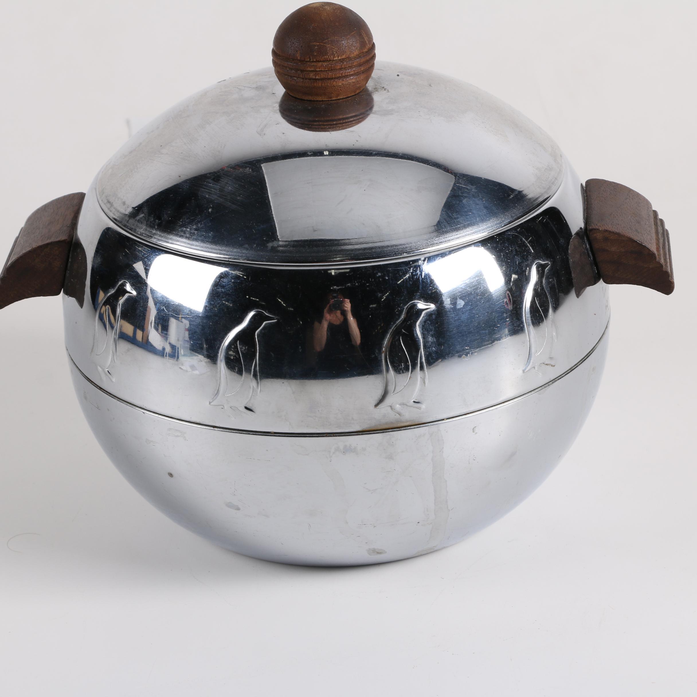 Mid Century West Bend "Penguin" Hot and Cold Server and 1940's Cocktail Shaker