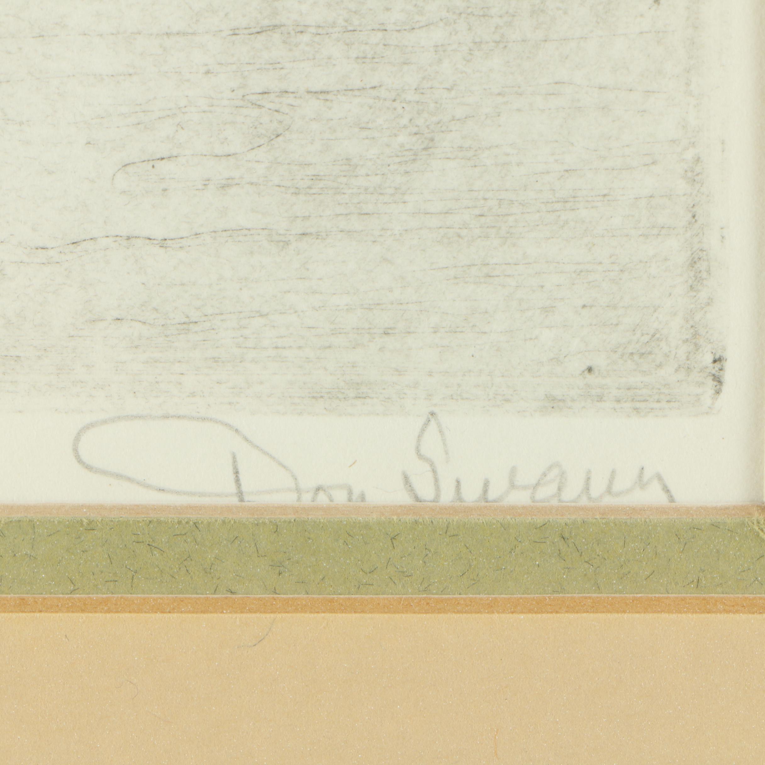 Don Swann Etchings "Twilight" and "Gloucester Fishwharf"