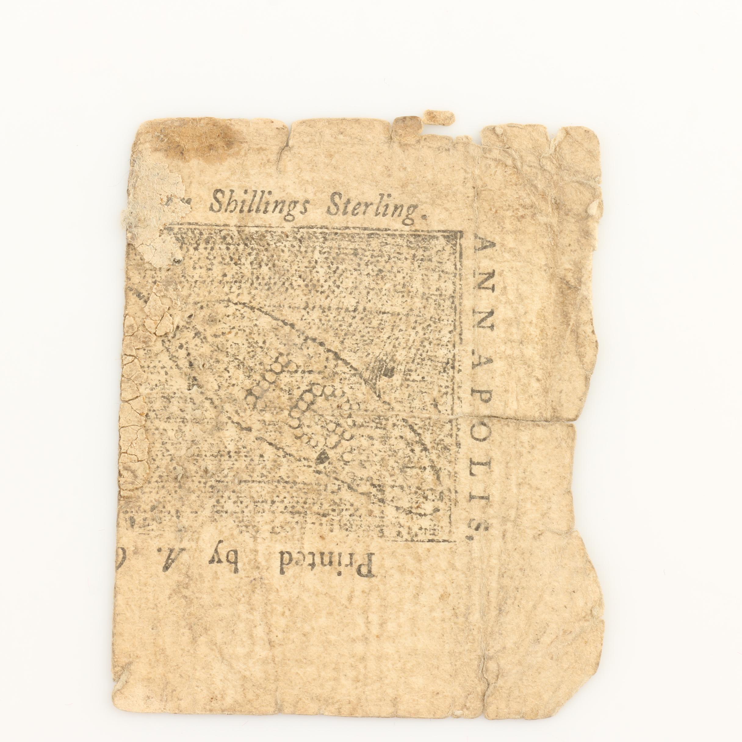 1770 $4 Partial Colonial America Banknote