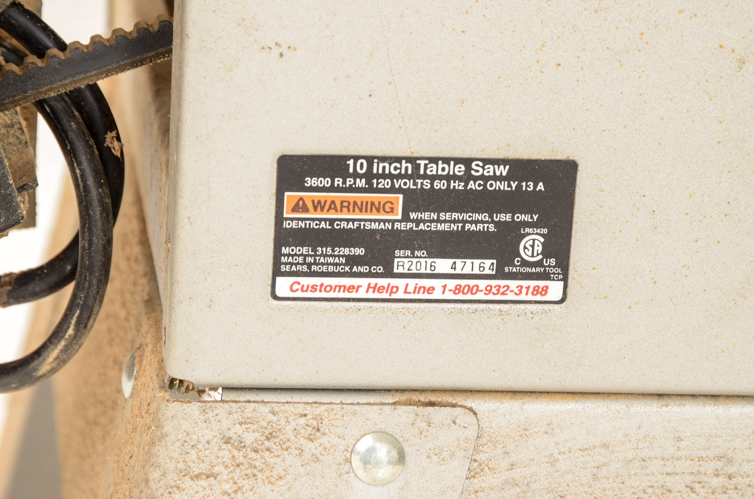 Craftsman Model 315.228390 10-Inch Table Saw