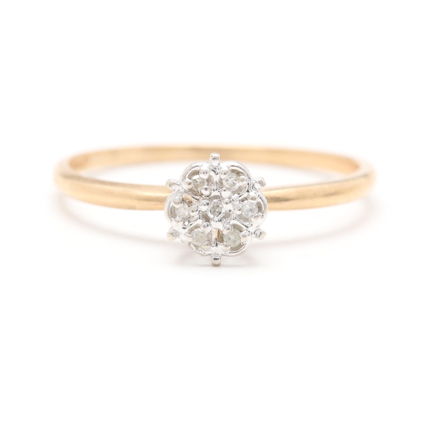 10K Yellow Gold Diamond Ring with White Gold Accents