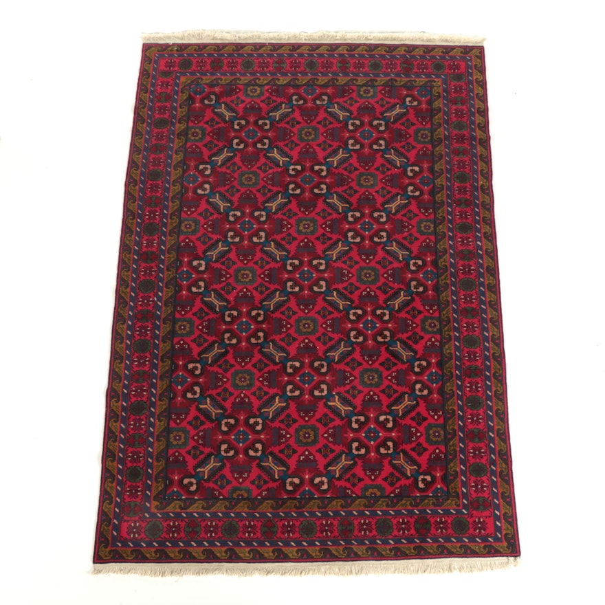 Hand-Knotted Beshir-Style Bokhara Wool Area Rug