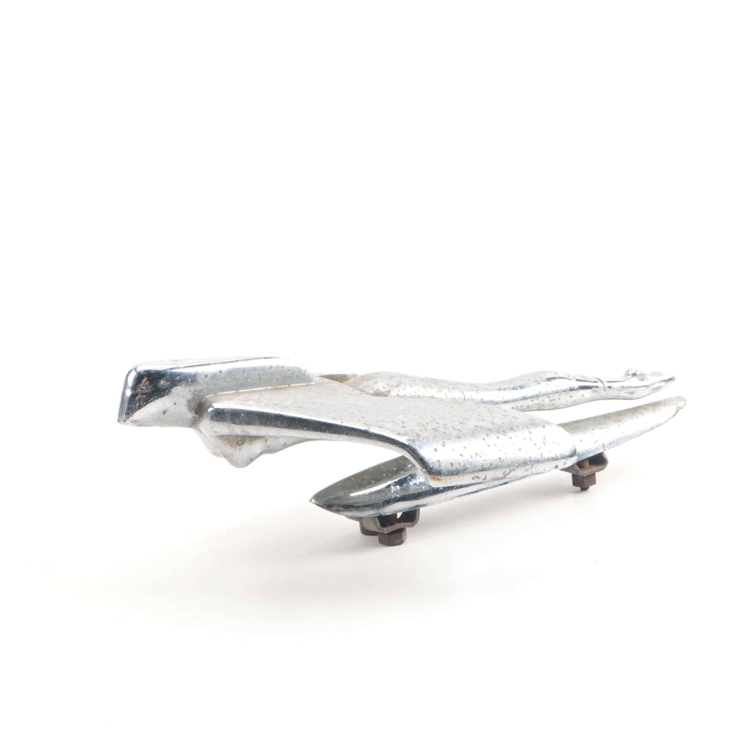 Early 1950s George Petty "Flying Goddess" Chromed Hood Ornament for Nash Motors