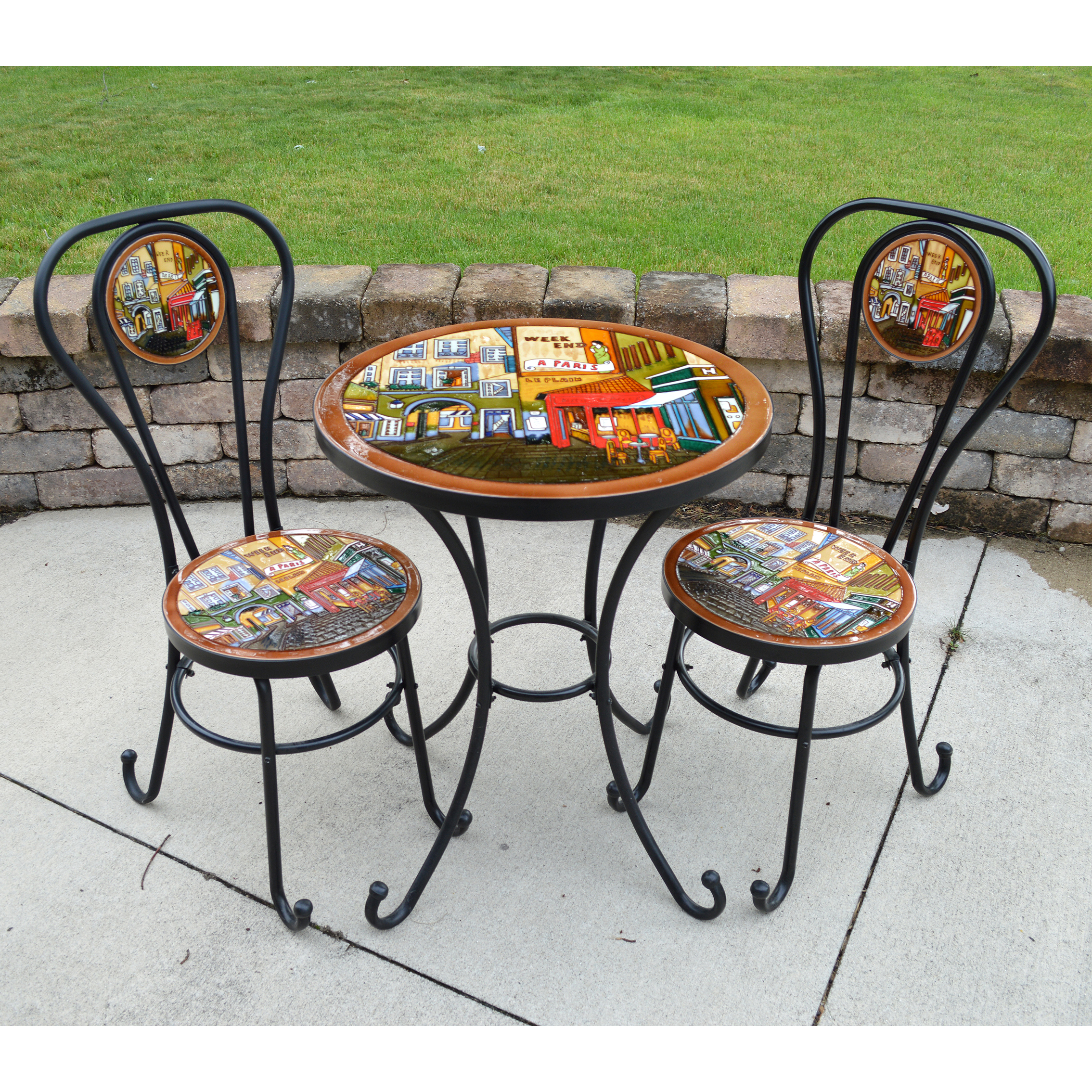 Wayne Gao Signed Ceramic Top Table and Chairs from Dayton Art Institute
