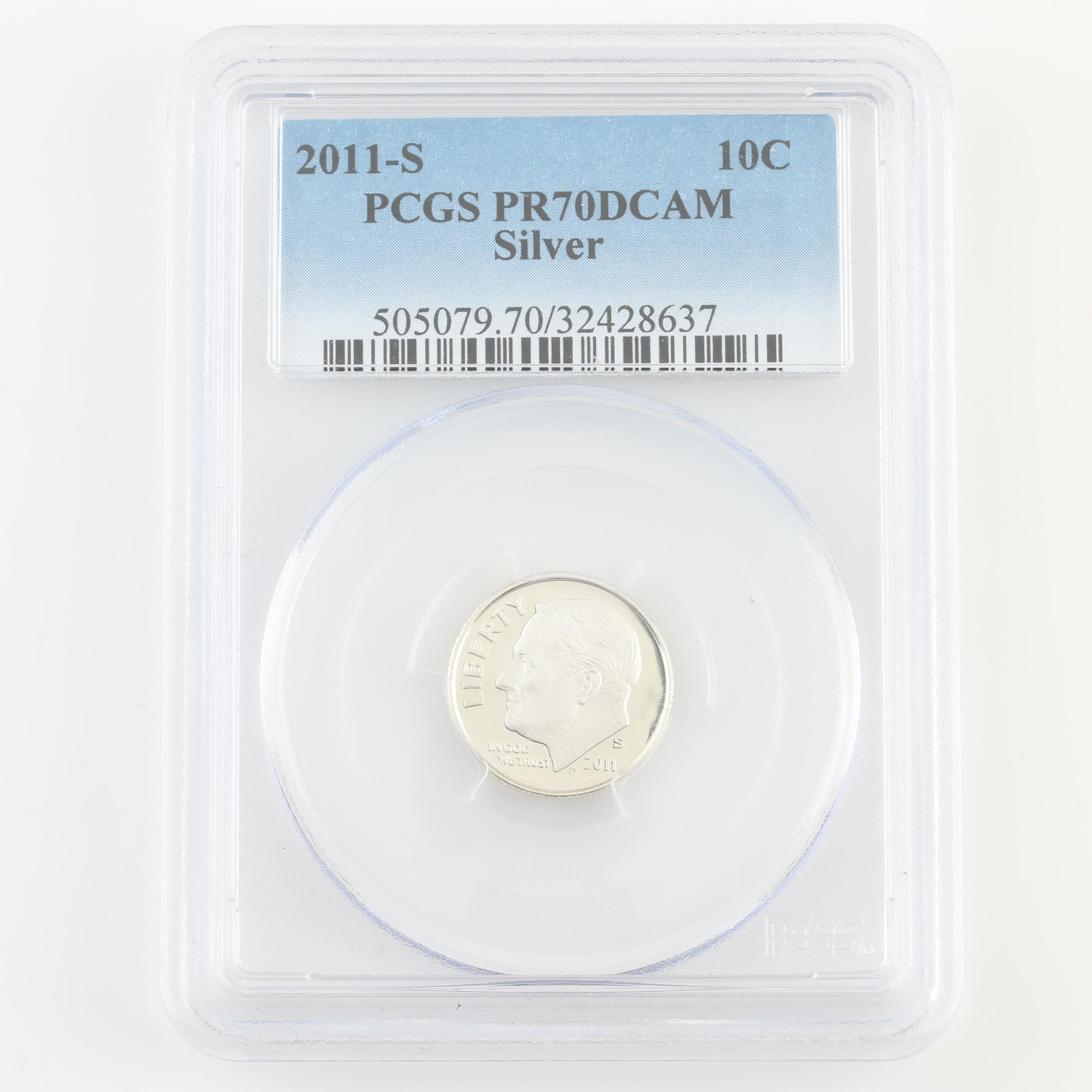 Five Encapsulated Roosevelt Dimes