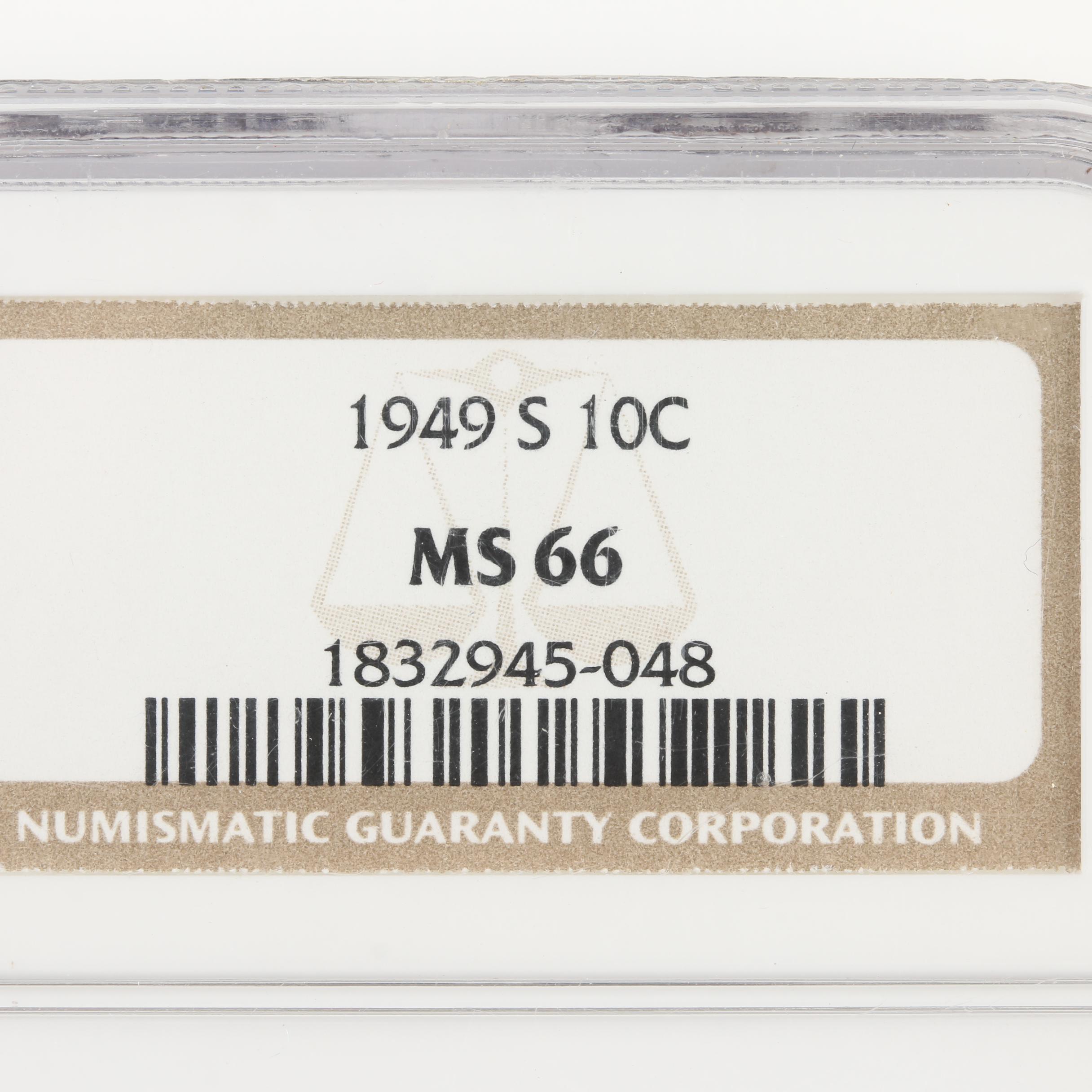 Five Encapsulated Roosevelt Dimes