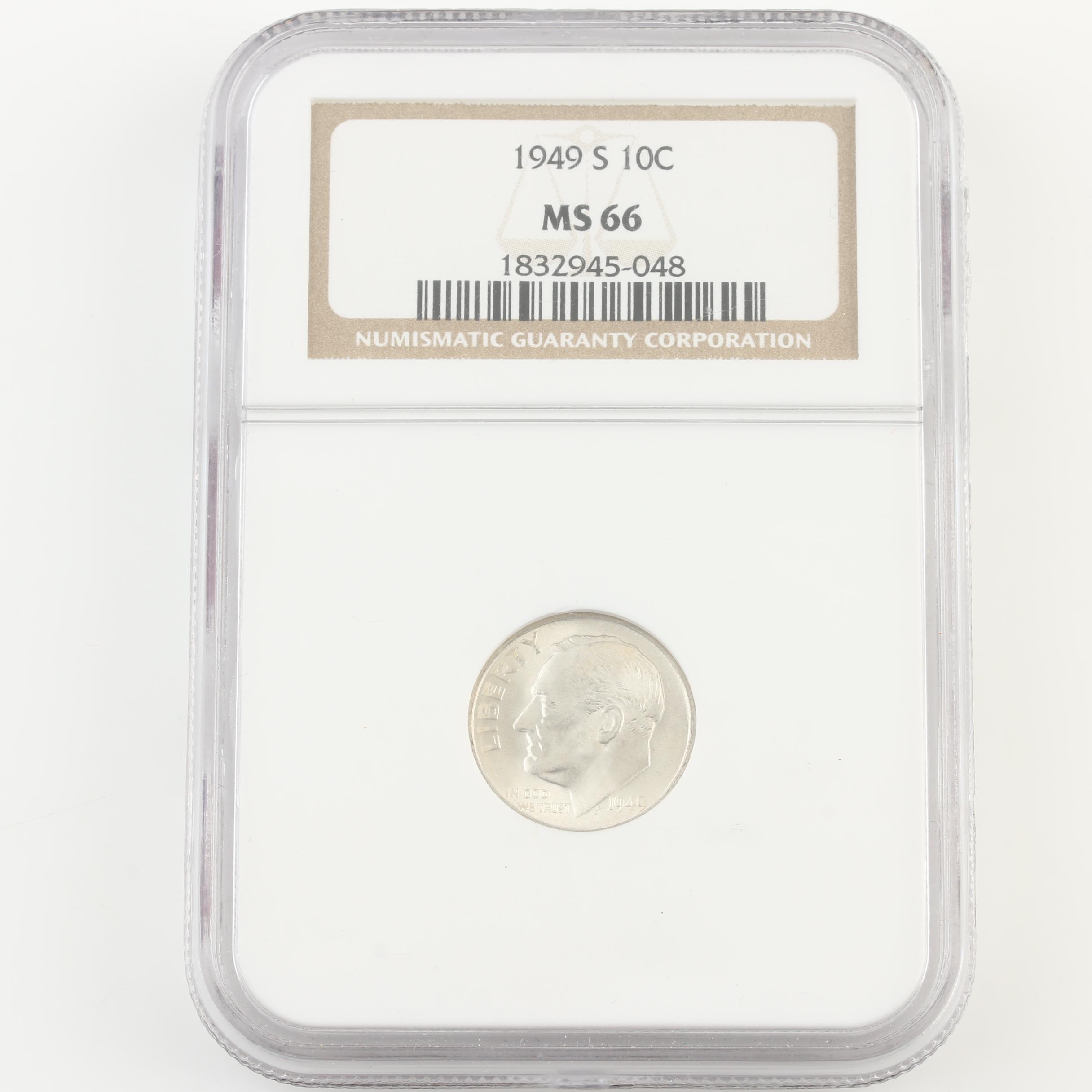 Five Encapsulated Roosevelt Dimes