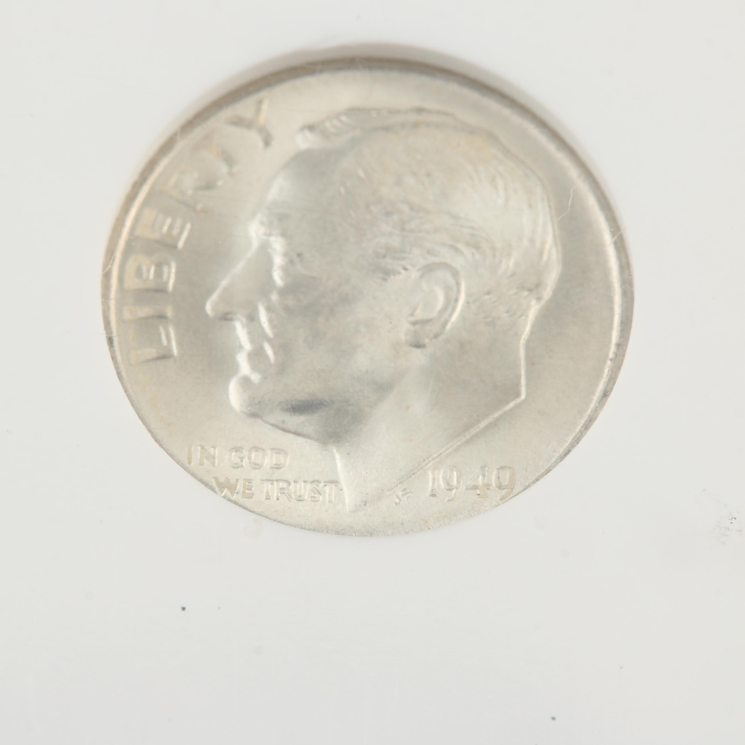 Five Encapsulated Roosevelt Dimes