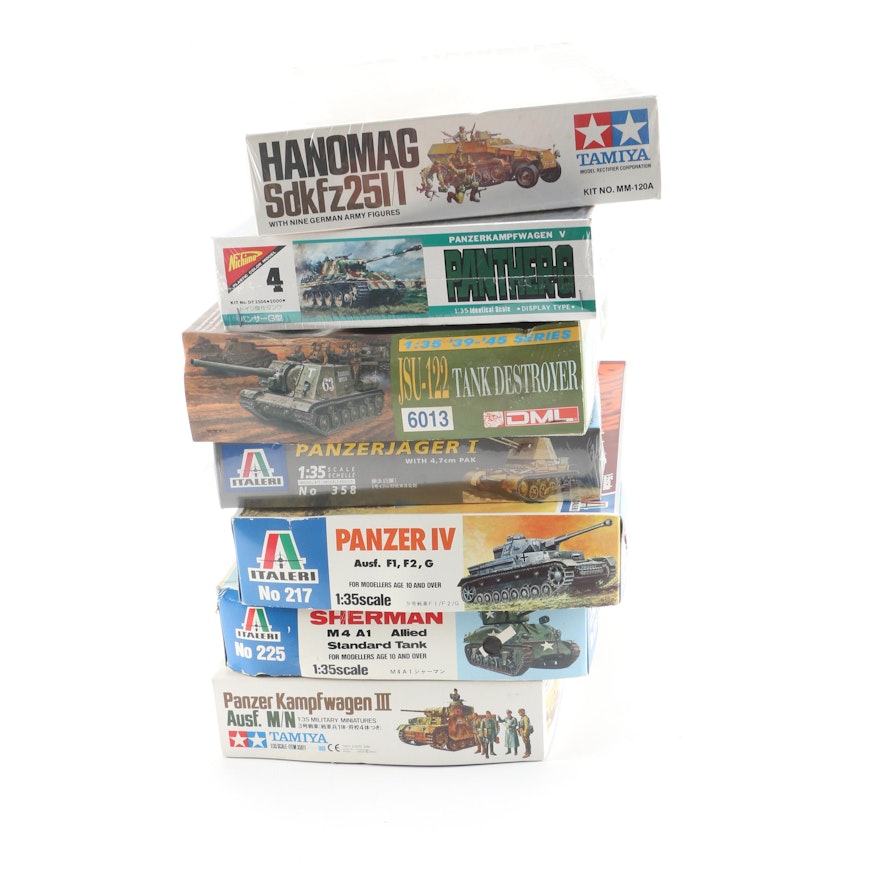 WWII Era Tank Model Kits including Italeri and Tamiya