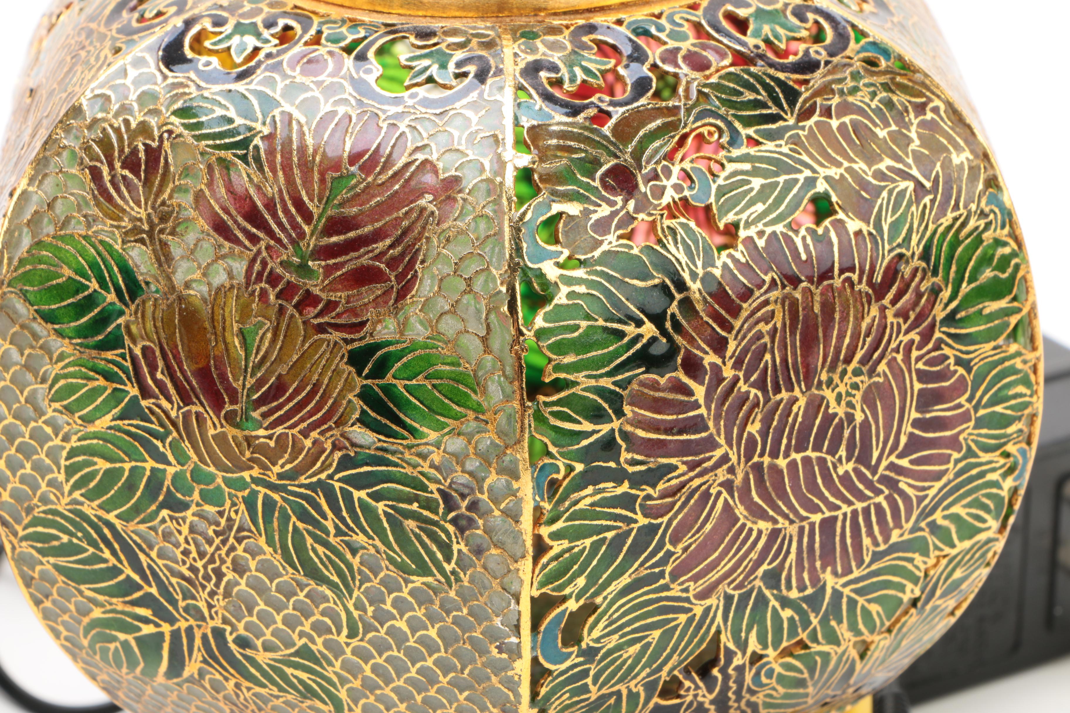 Plique-à-Jour Style Enameled Stained Glass Lamps with LED Bases