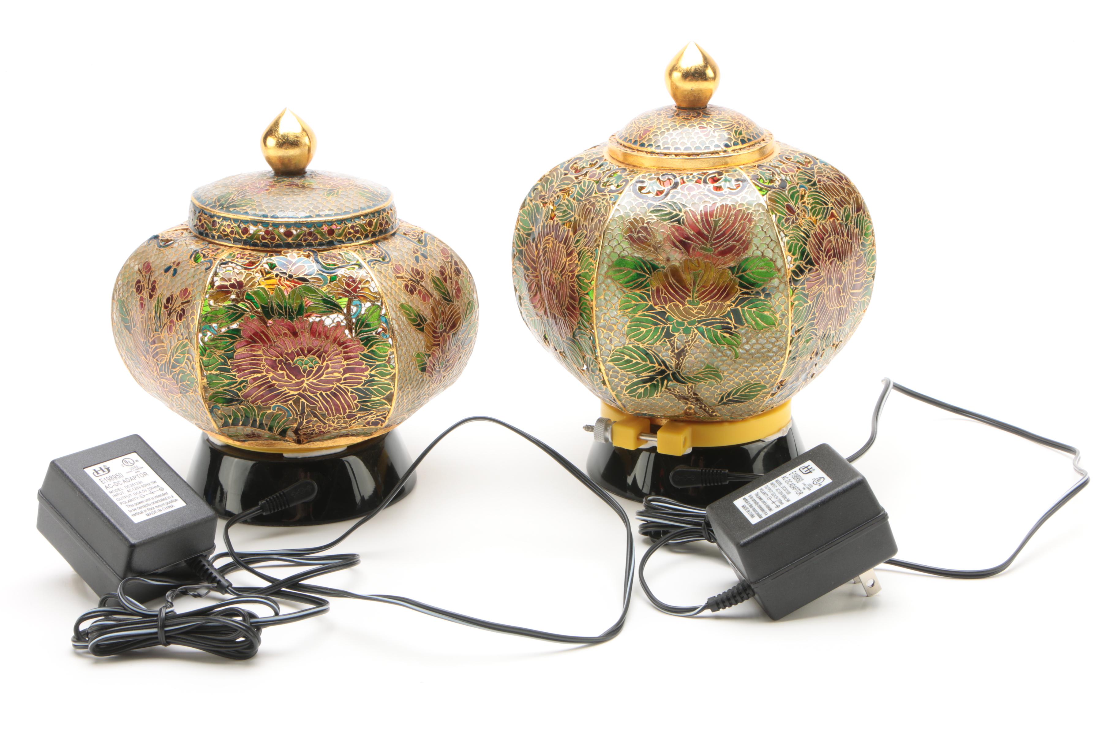 Plique-à-Jour Style Enameled Stained Glass Lamps with LED Bases