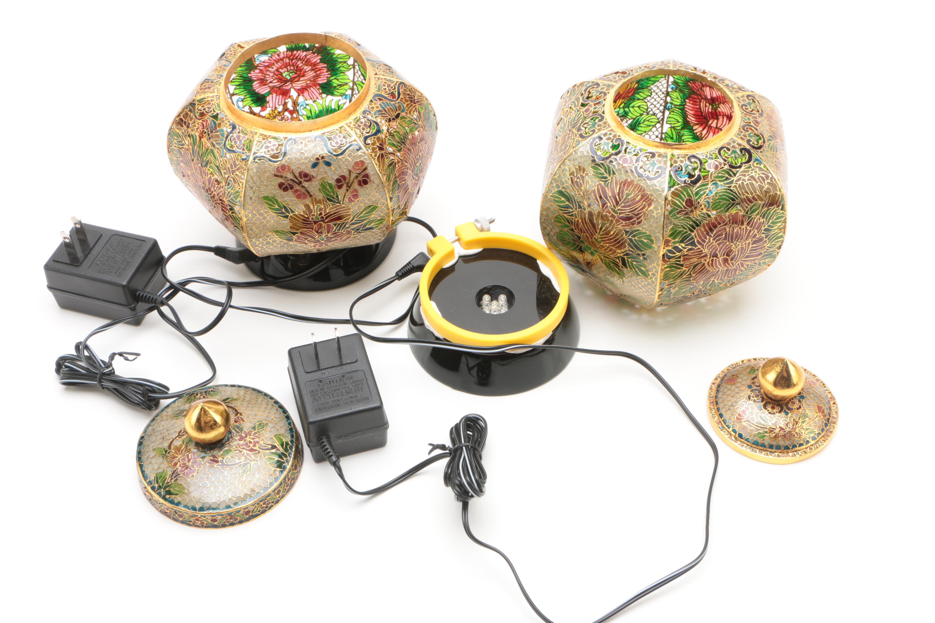 Plique-à-Jour Style Enameled Stained Glass Lamps with LED Bases