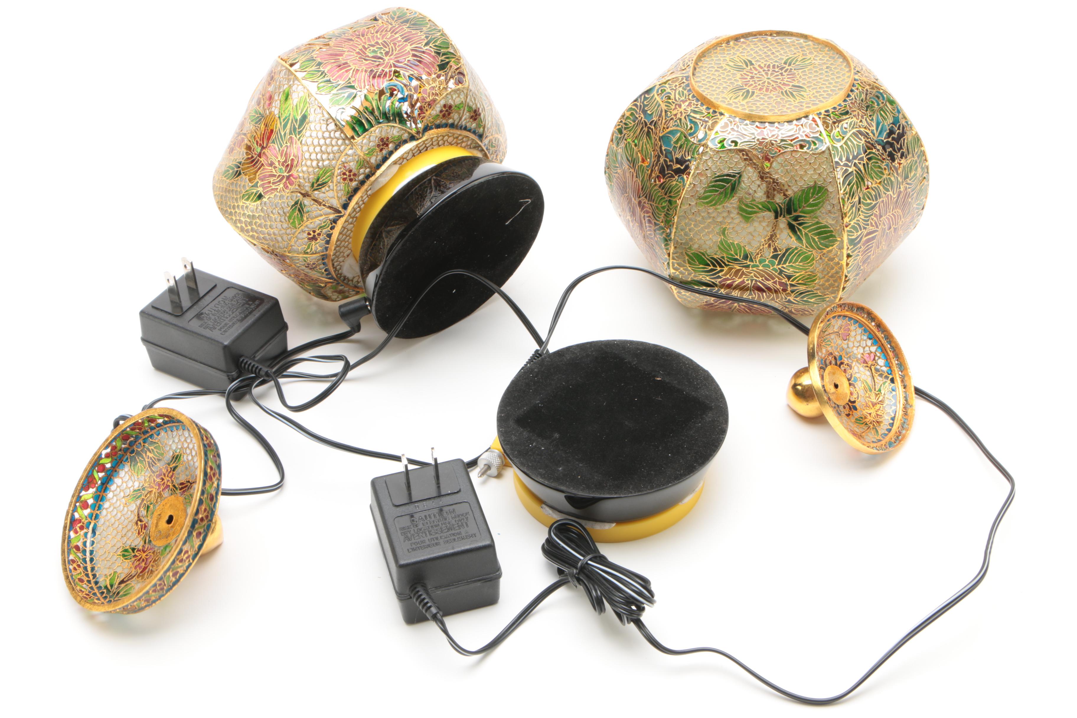 Plique-à-Jour Style Enameled Stained Glass Lamps with LED Bases