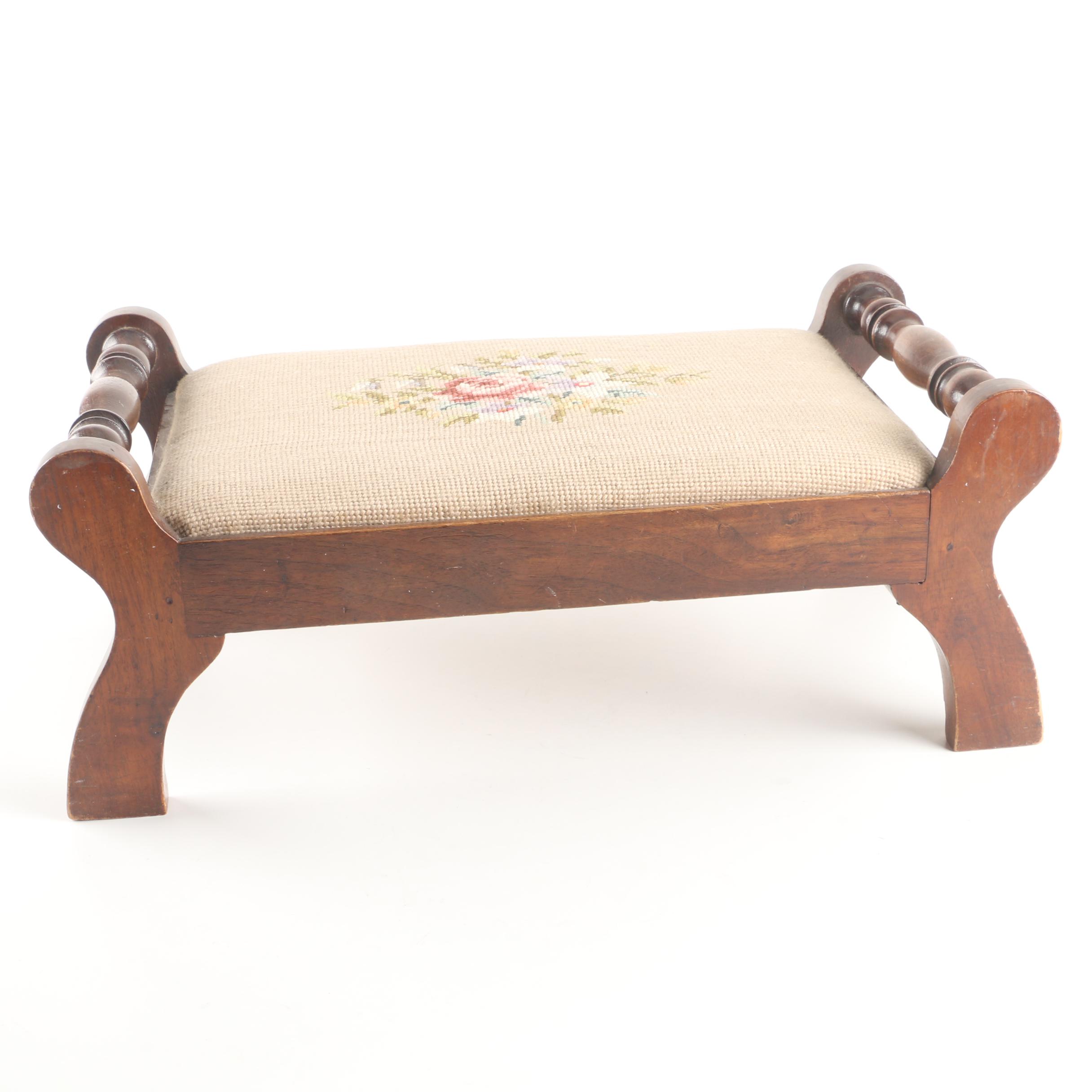 Vintage Needlepoint Footstool