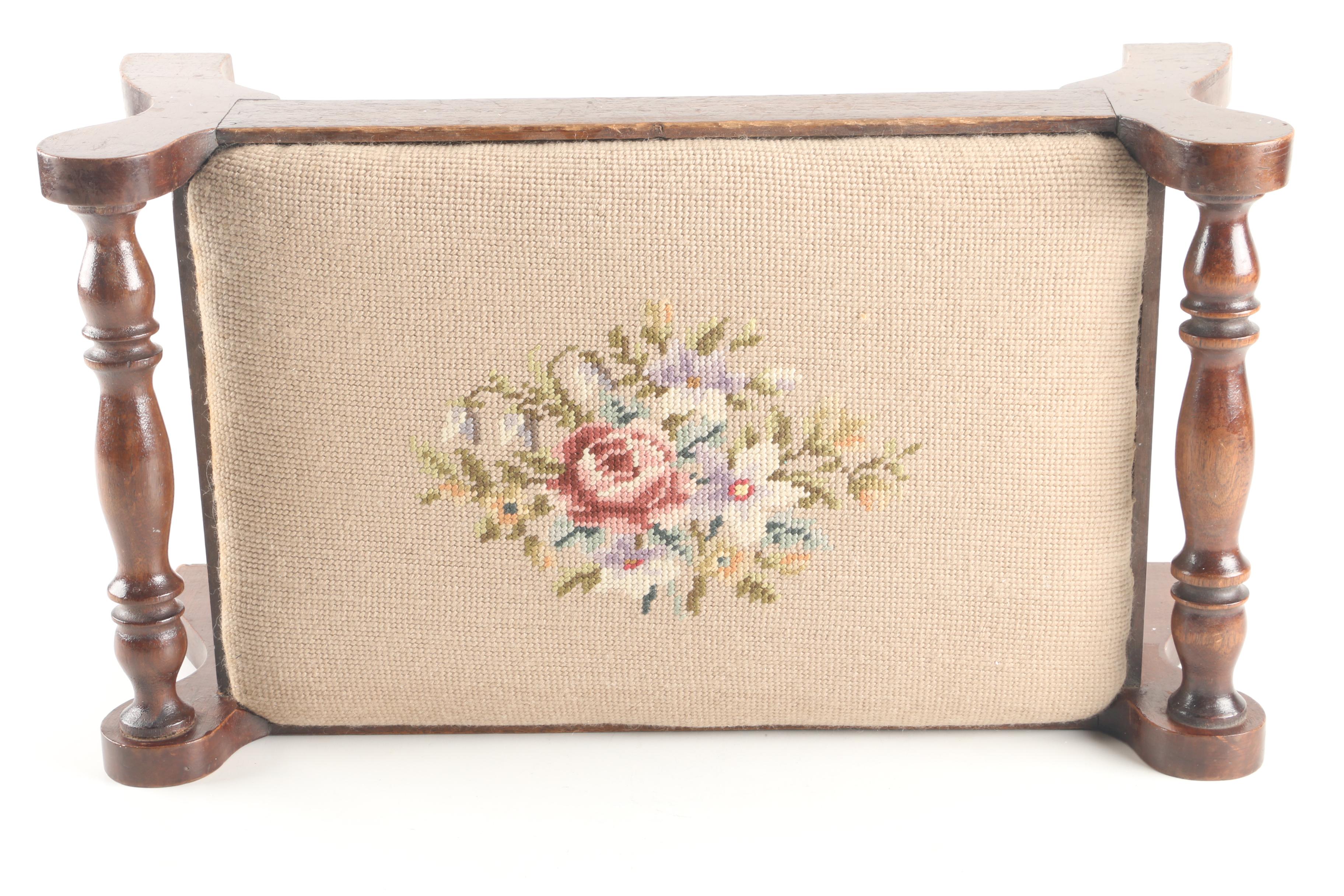 Vintage Needlepoint Footstool