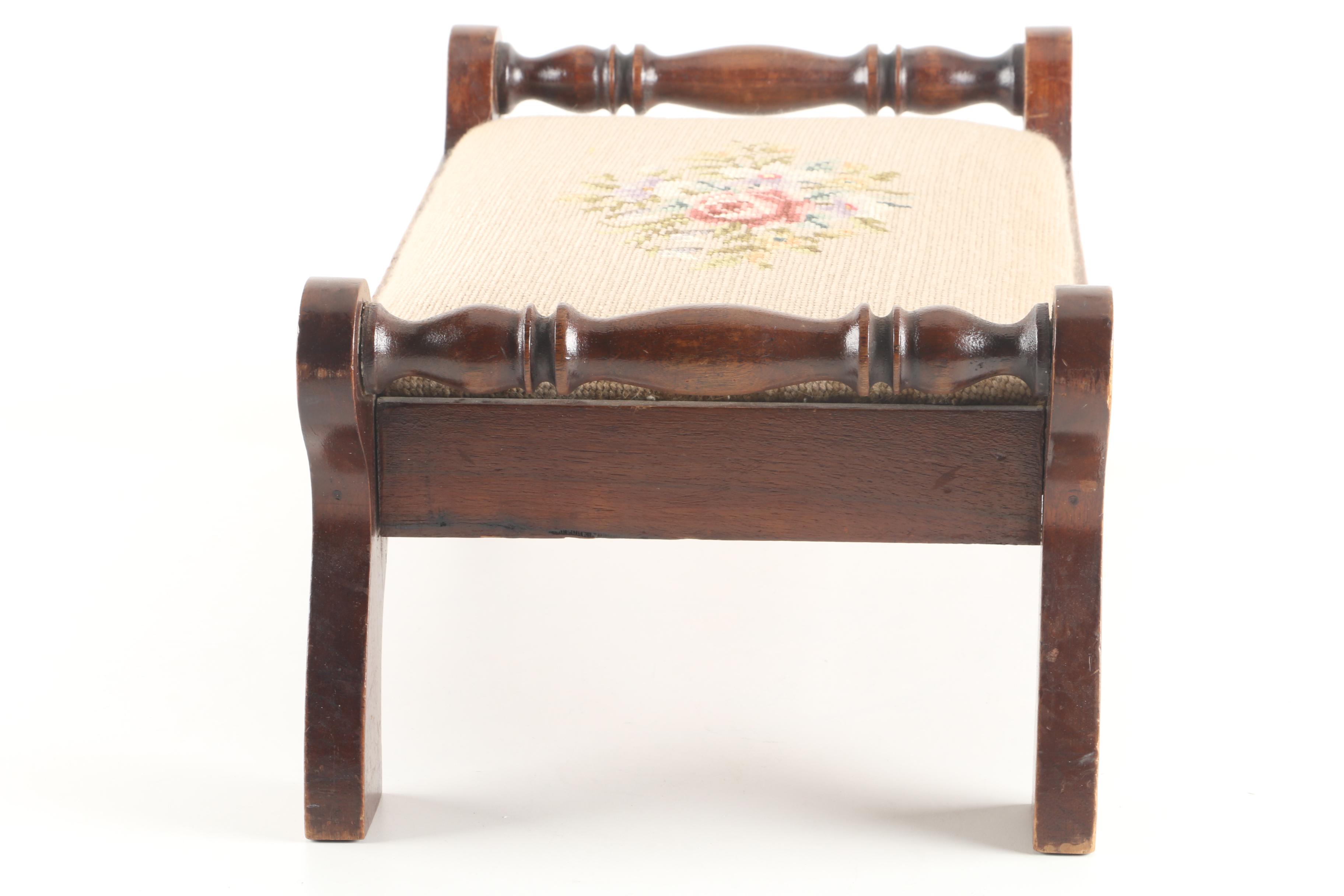 Vintage Needlepoint Footstool