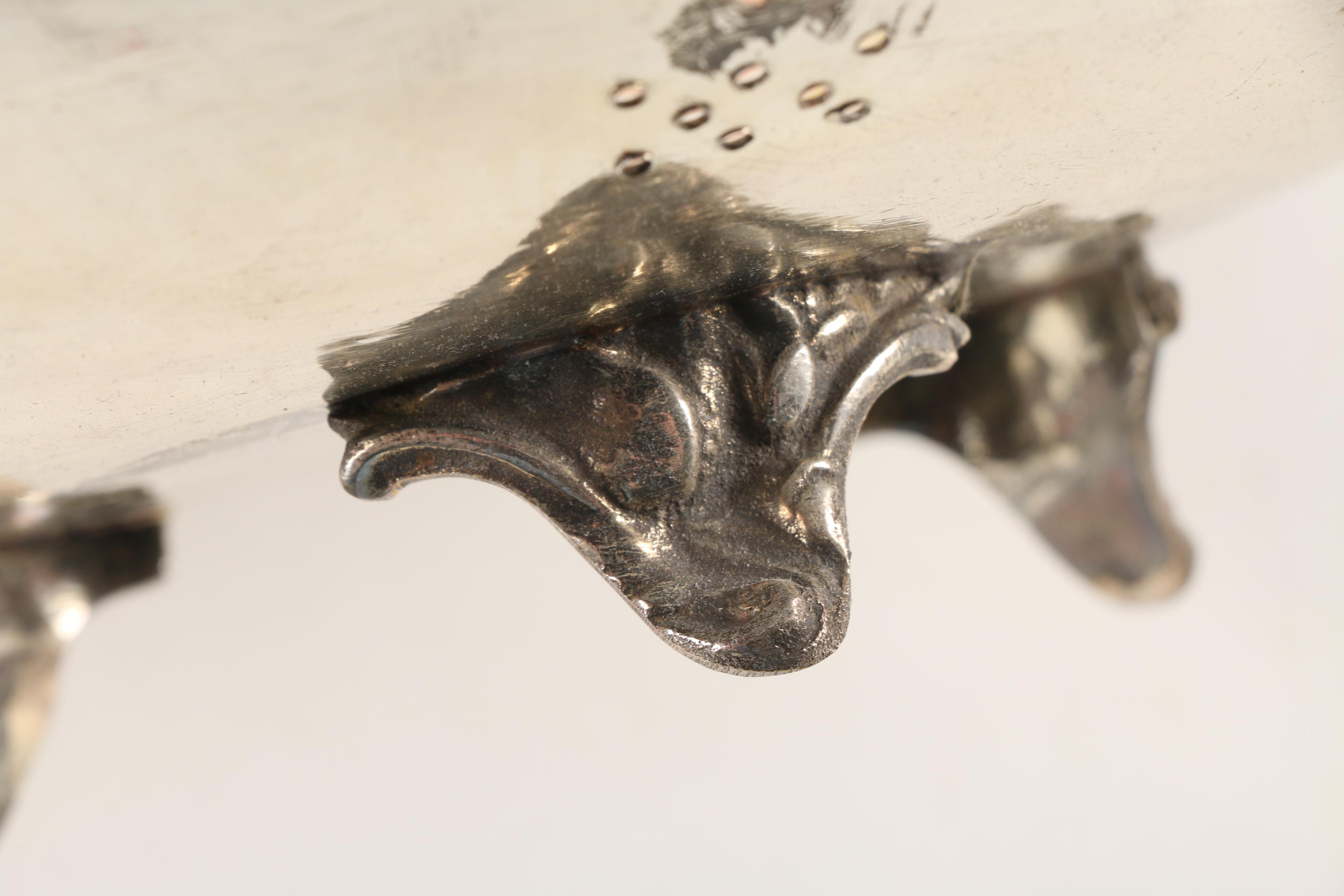 Hosny Gomaa Handmade Egyptian Silver Plate, Copper, and Brass Footed Dish