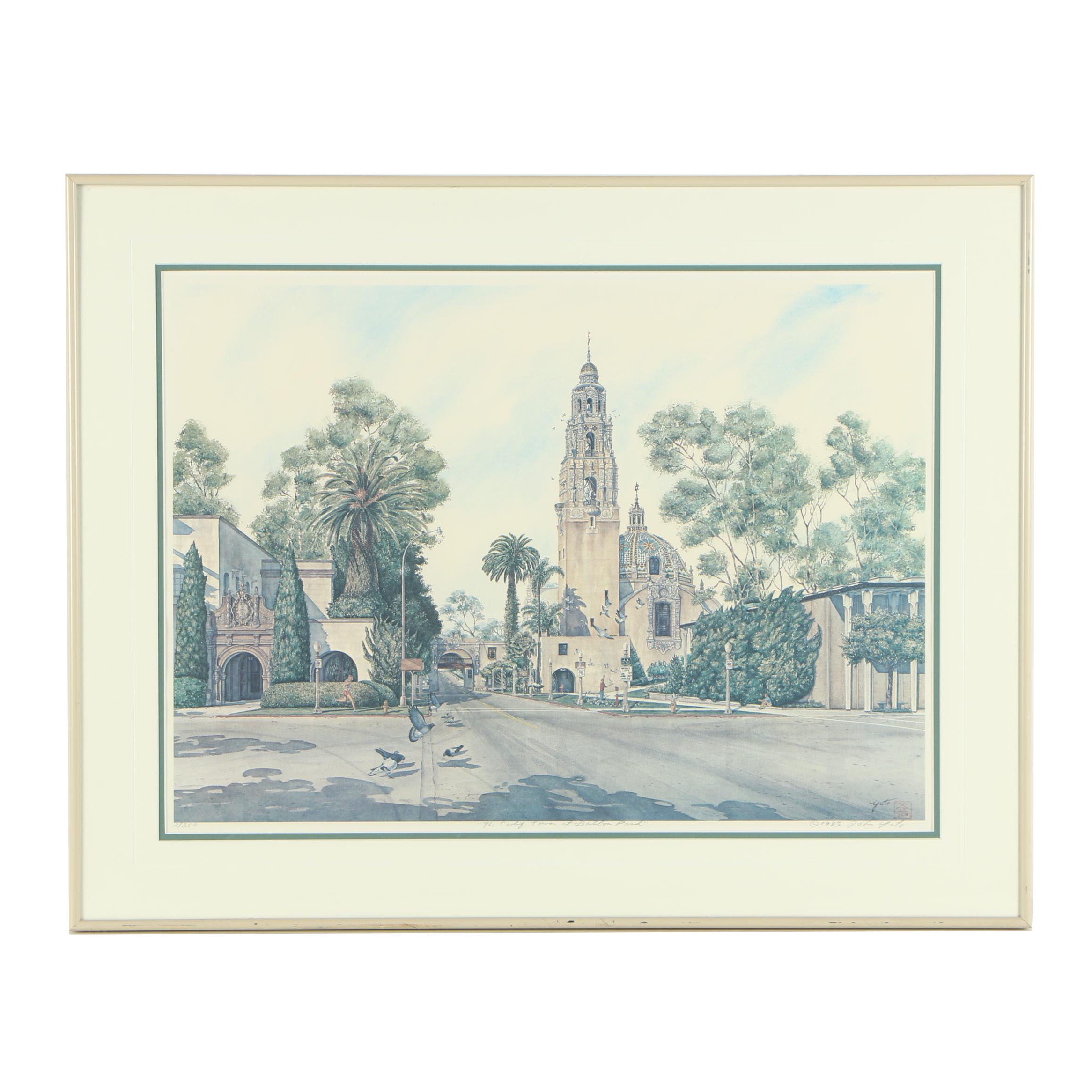 John Yato Offset Lithograph "The California Tower at Balboa Park"