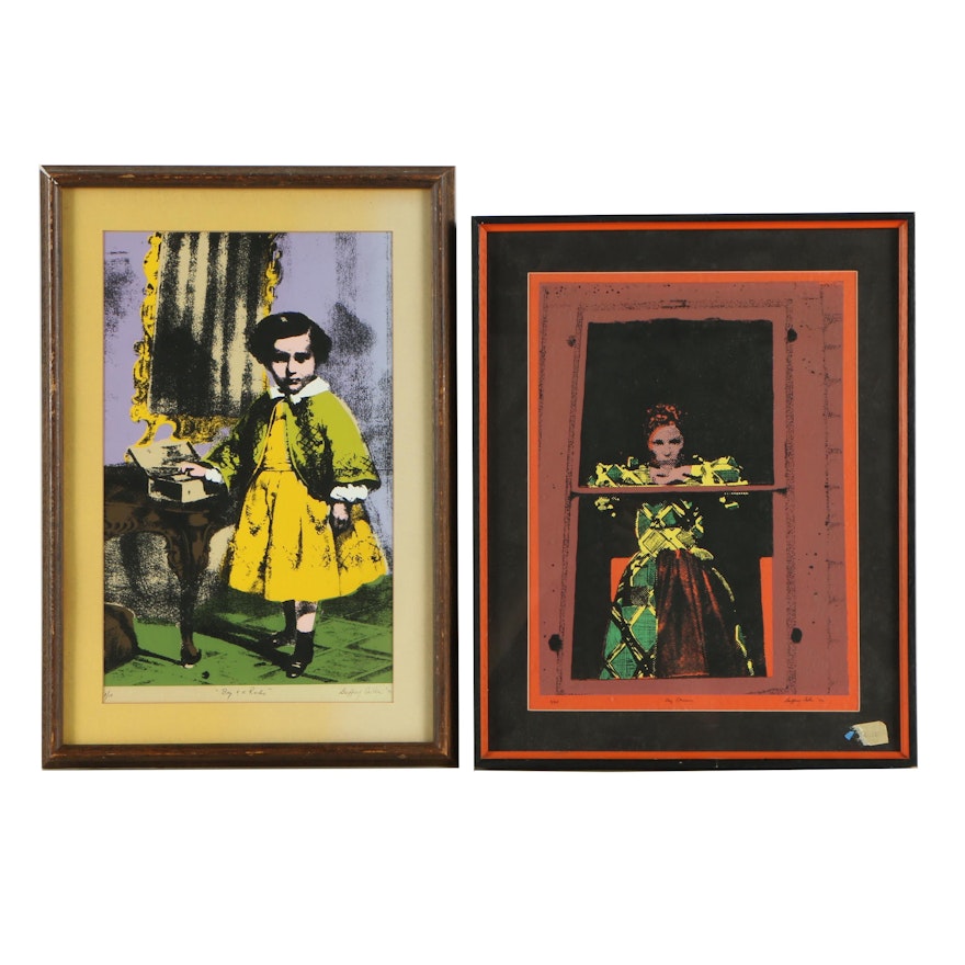 Geoffrey Carter Limited Edition Serigraphs "Day Dream" and "Boy & a Radio"