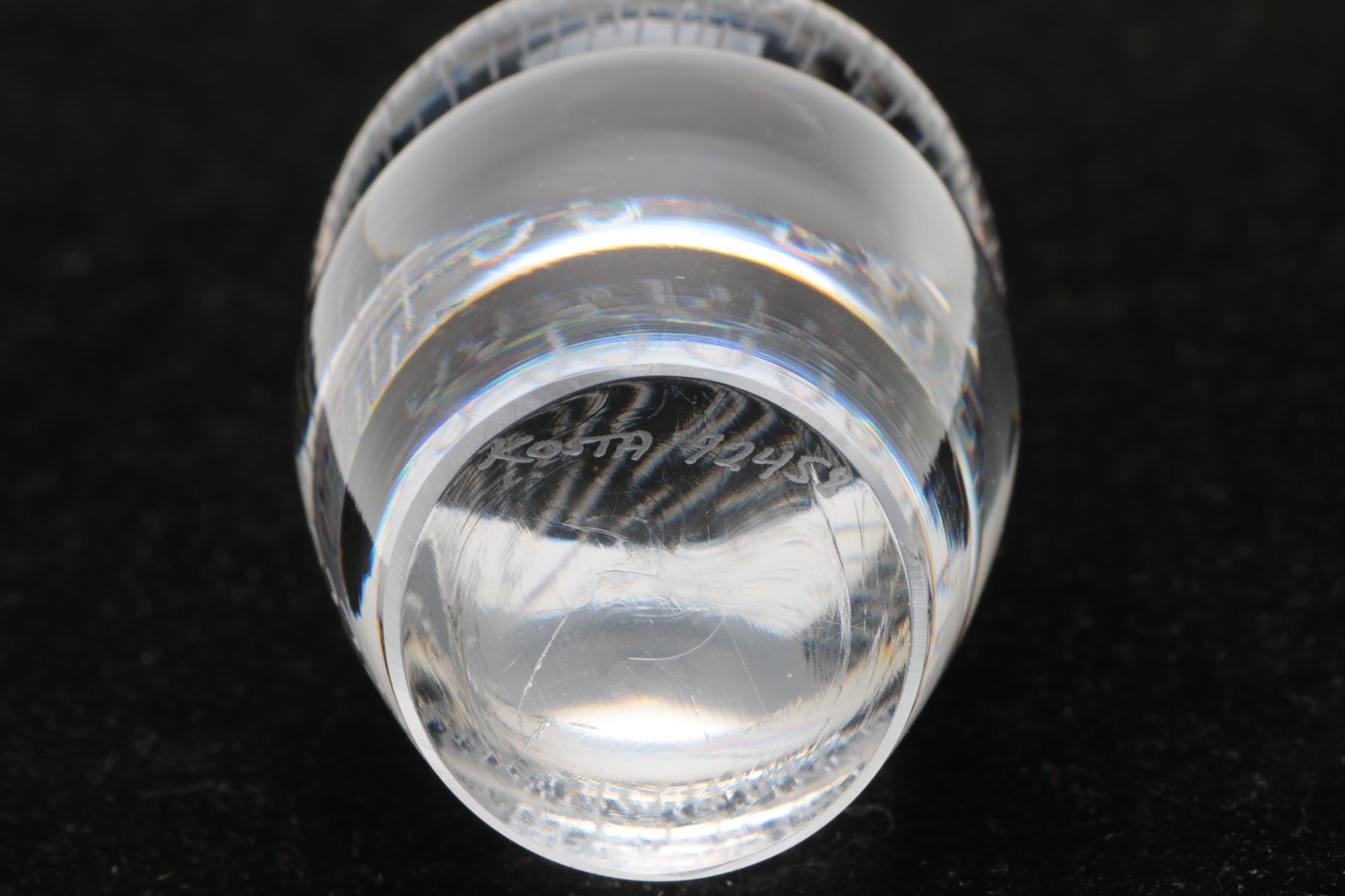 Kosta Boda Crystal Owl Paperweight by Vicke Lindstrand