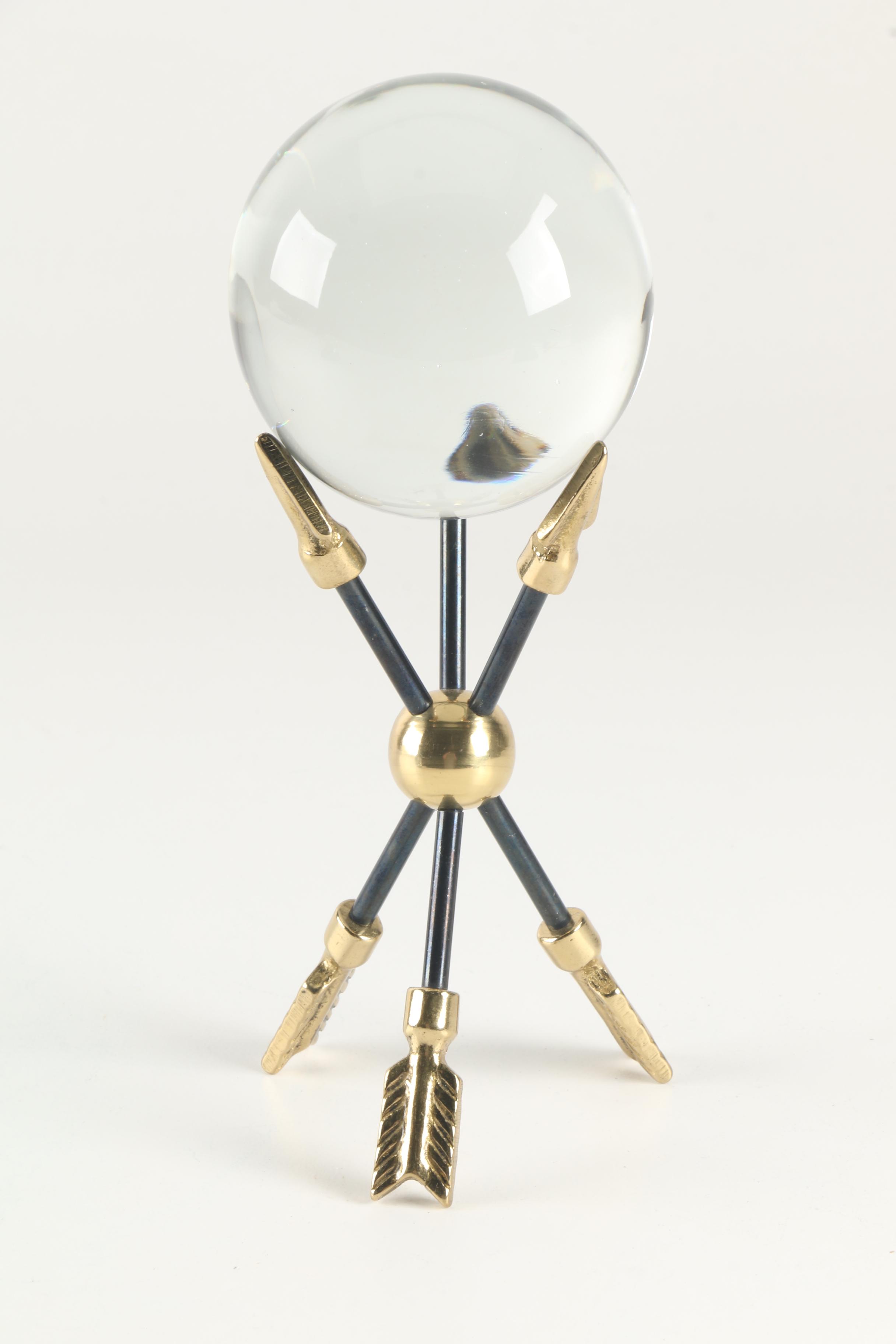 Glass Paperweights And Arrow Themed Stand