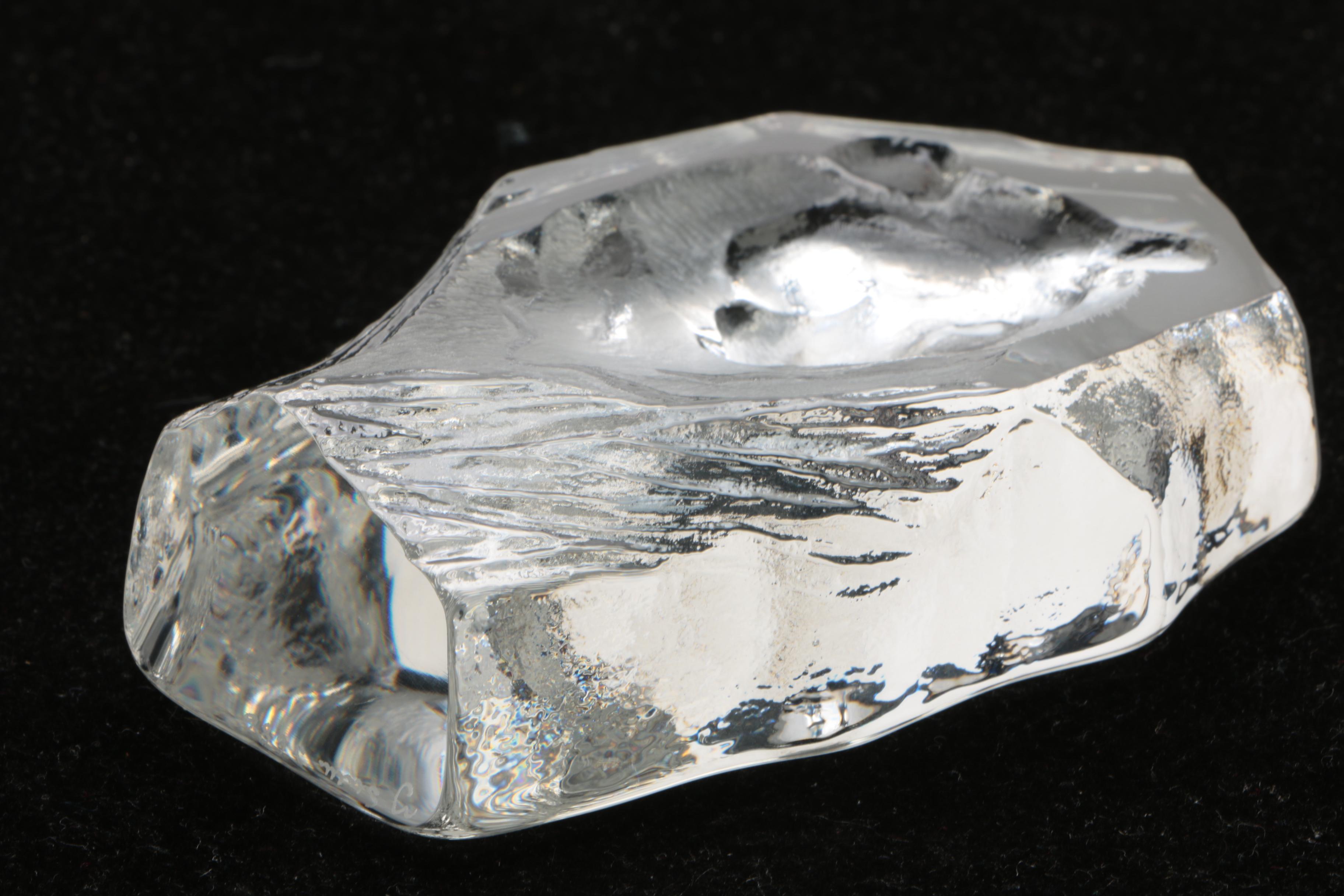 Mats Jonasson Tiger and House Cat Frosted Crystal Paperweights