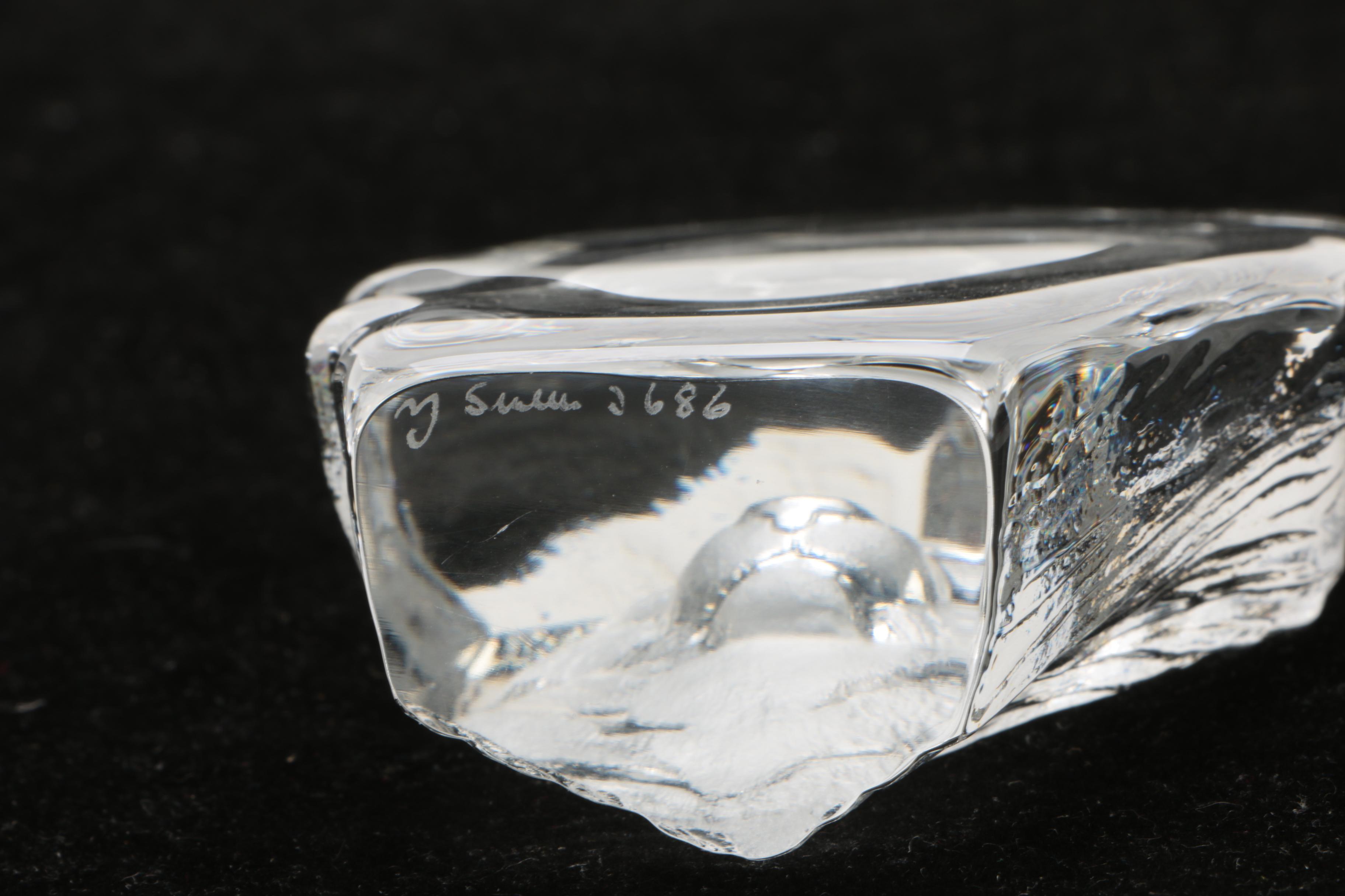 Mats Jonasson Tiger and House Cat Frosted Crystal Paperweights