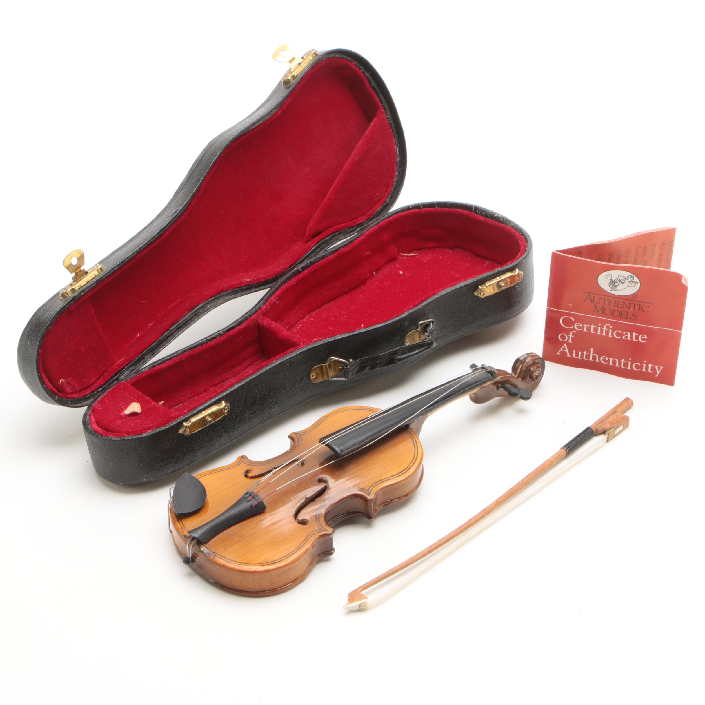 Miniature Violin and Saxophone with Cases, Including Authentic Models
