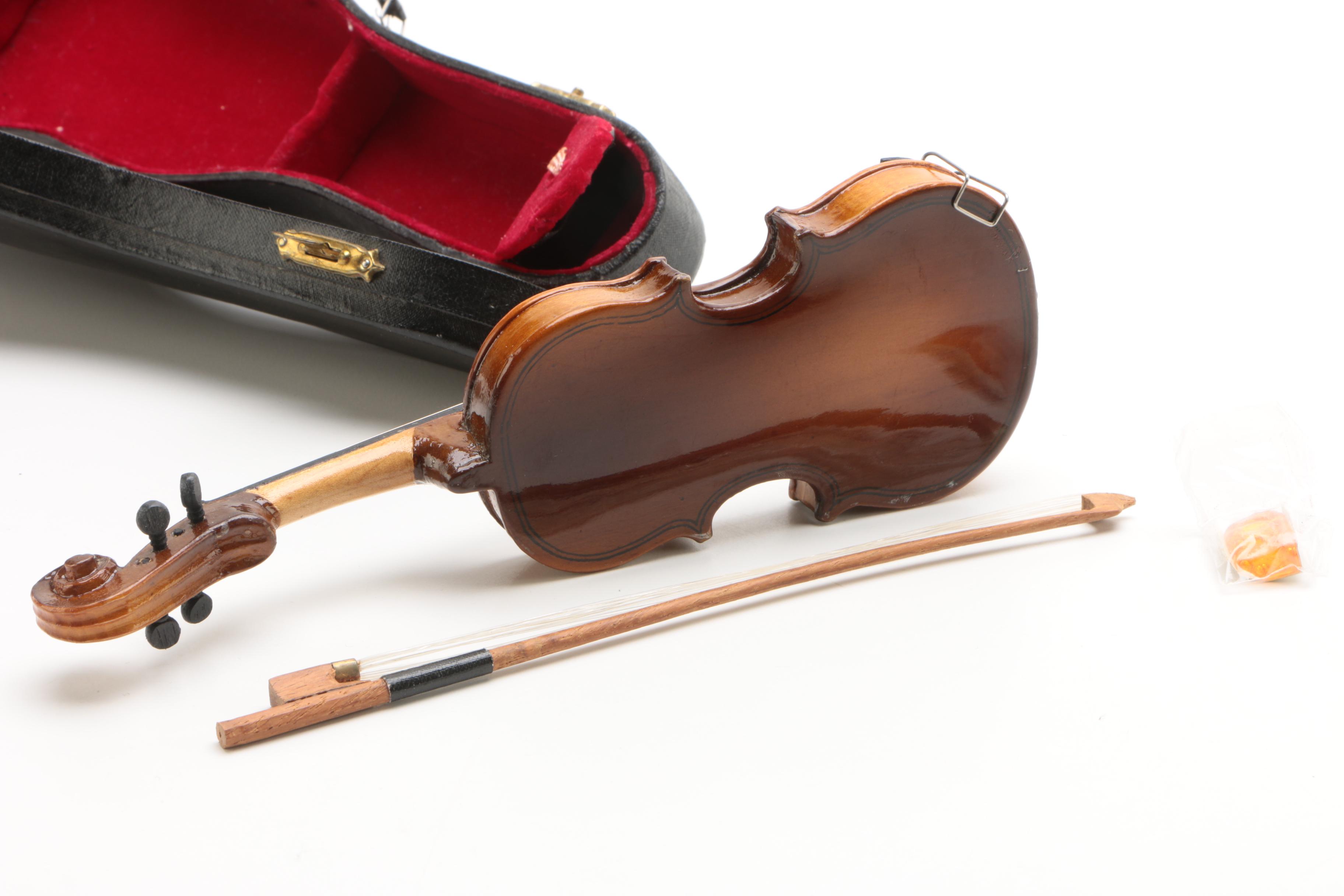 Miniature Violin and Saxophone with Cases, Including Authentic Models
