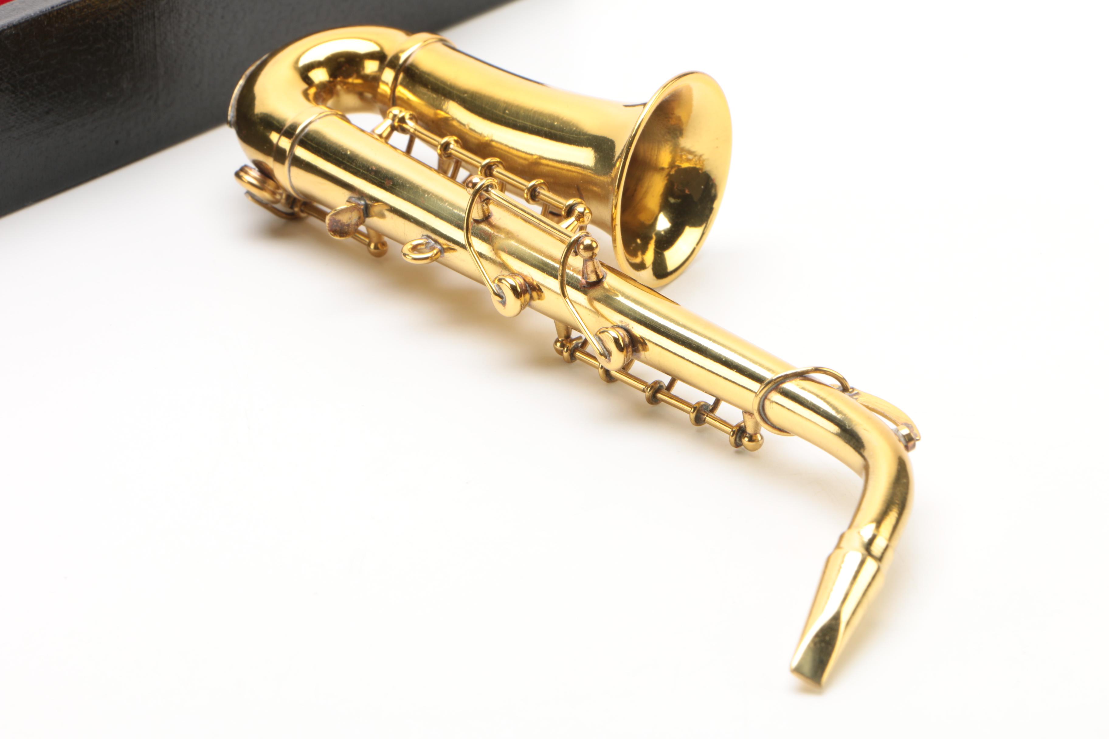 Miniature Violin and Saxophone with Cases, Including Authentic Models