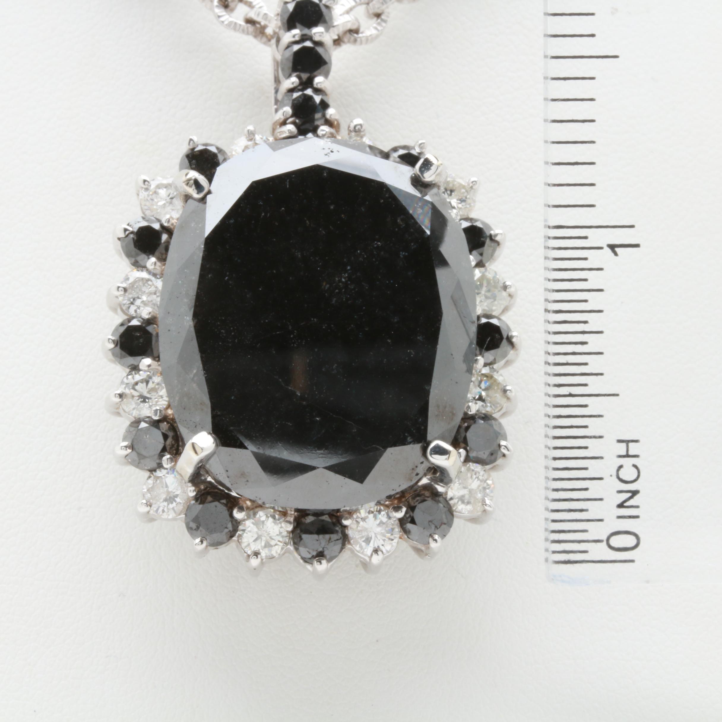 14K White Gold 66.20 CTW Black Diamond and 2.76 CTW Diamond Necklace
