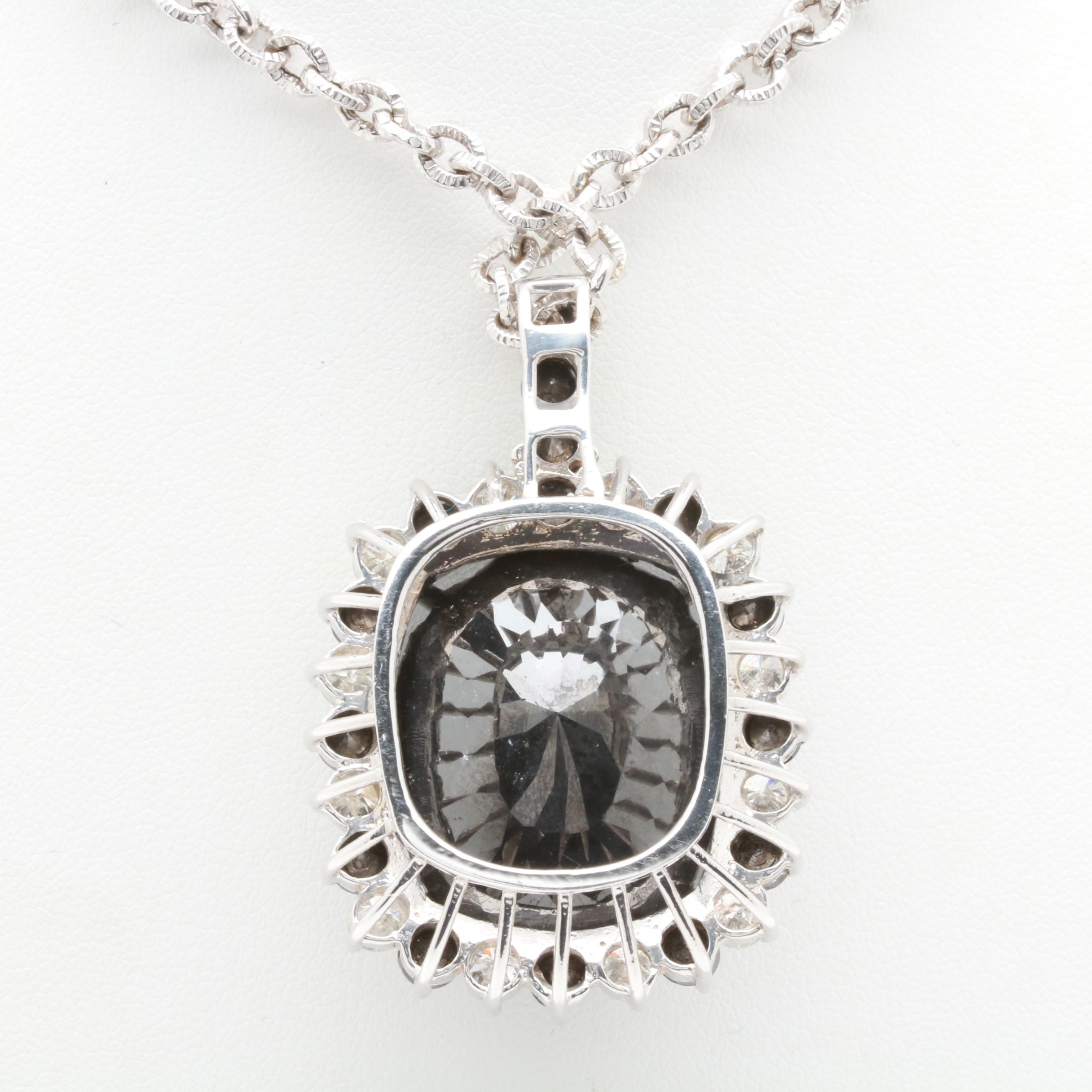 14K White Gold 66.20 CTW Black Diamond and 2.76 CTW Diamond Necklace
