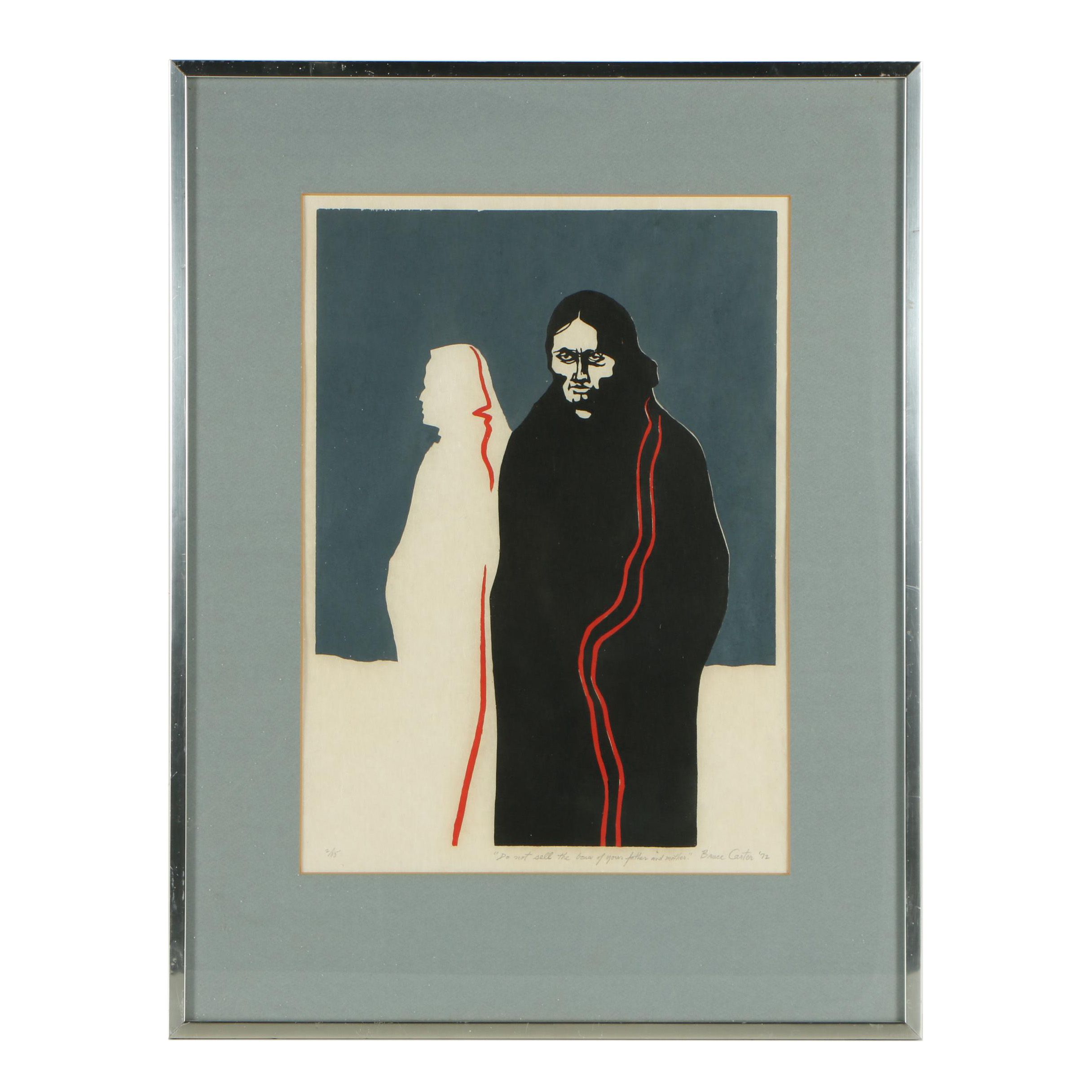 Bruce Carter Woodblock "Do Not Sell the Bones of Your Father and Mother"