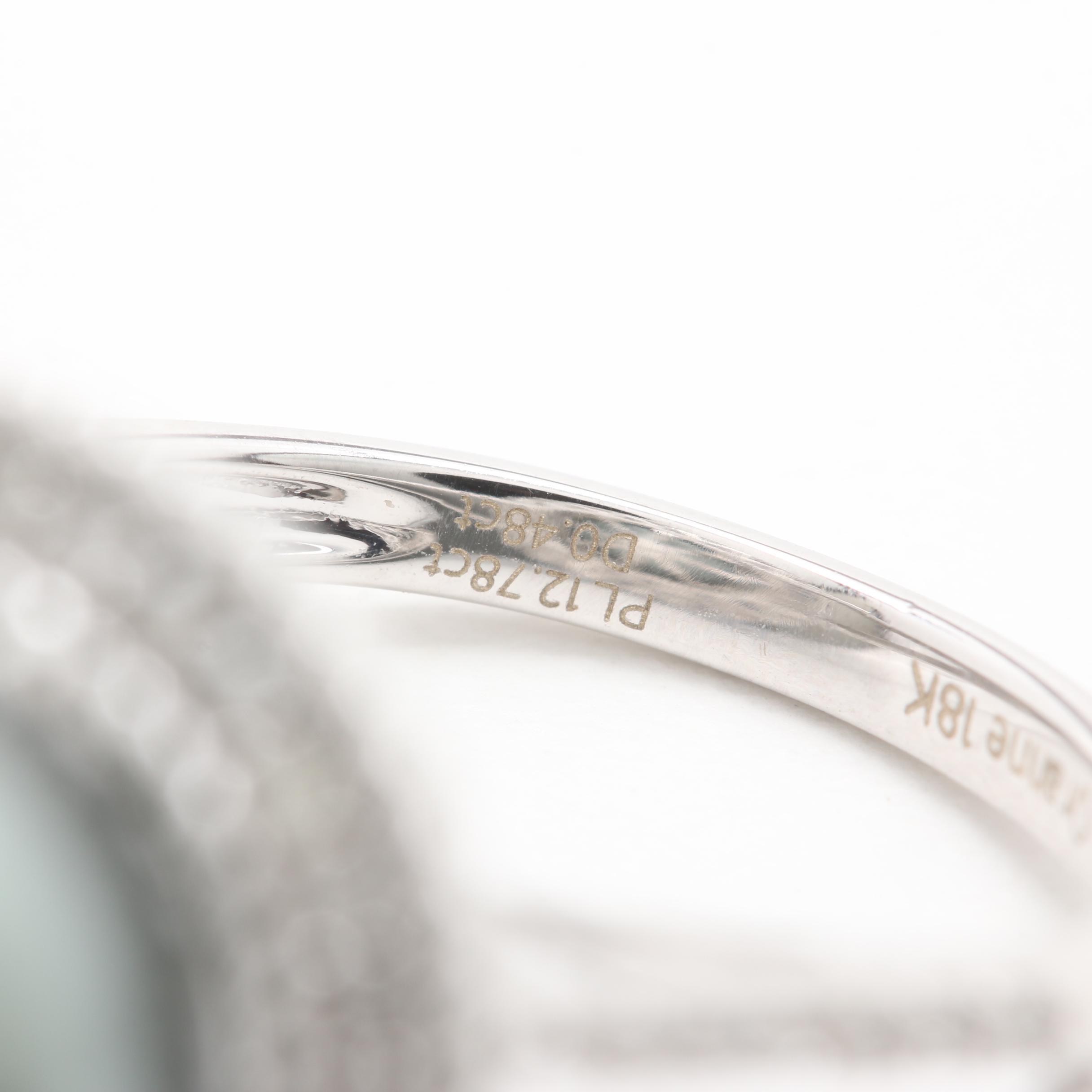 18K White Gold Cultured Pearl and Diamond Ring