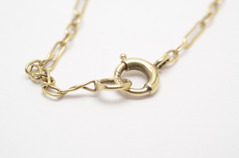 14K Yellow Gold Art Nouveau Jadeite and Pearl Necklace