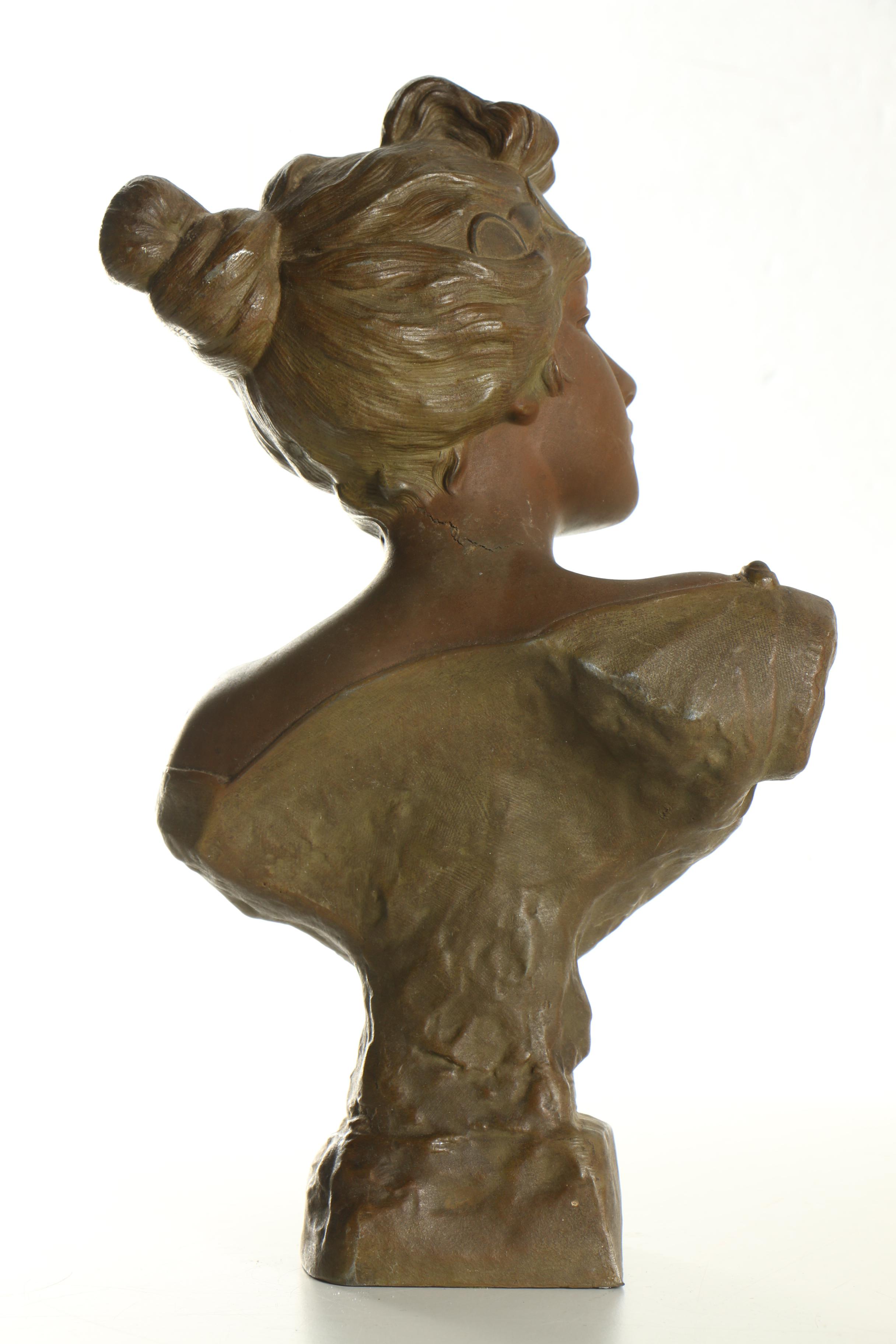 Vintage Spelter Bust After Emmanuel Villanis "Circe"