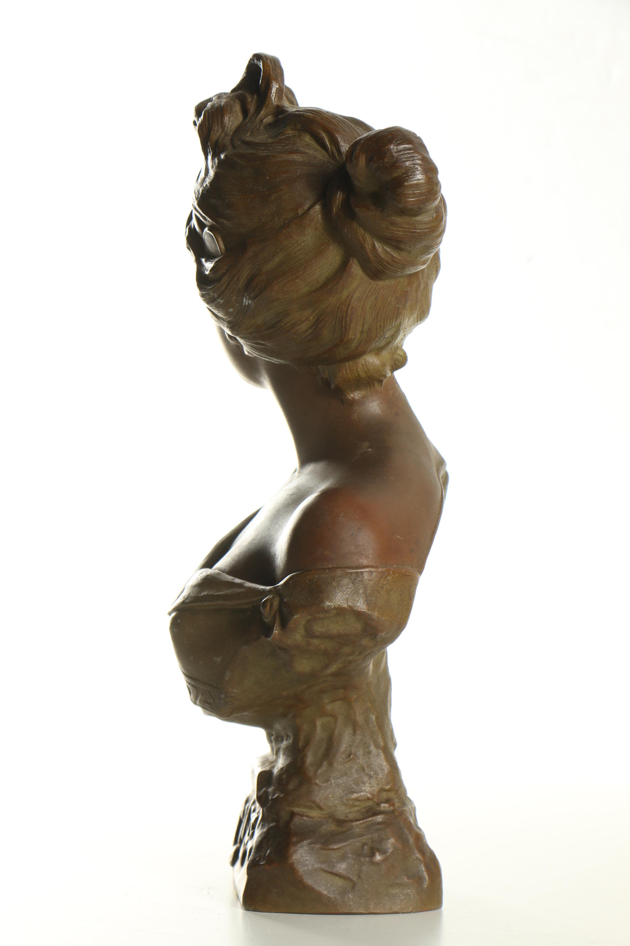 Vintage Spelter Bust After Emmanuel Villanis "Circe"