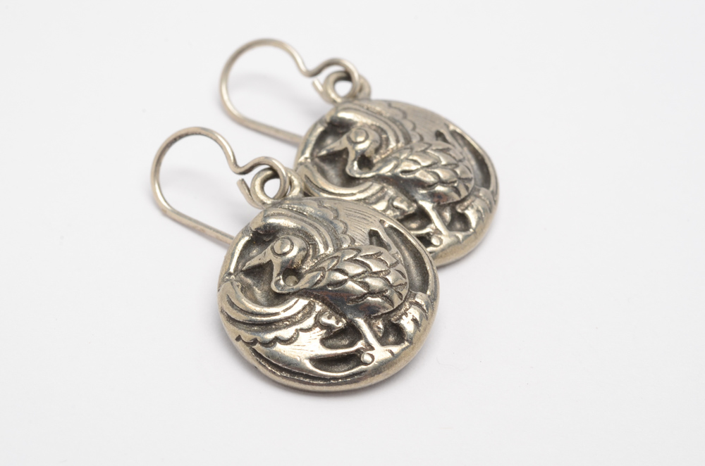 Fumiko Ukai Pewter Earrings and Kirk Steiff Pewter Cuff Bracelet