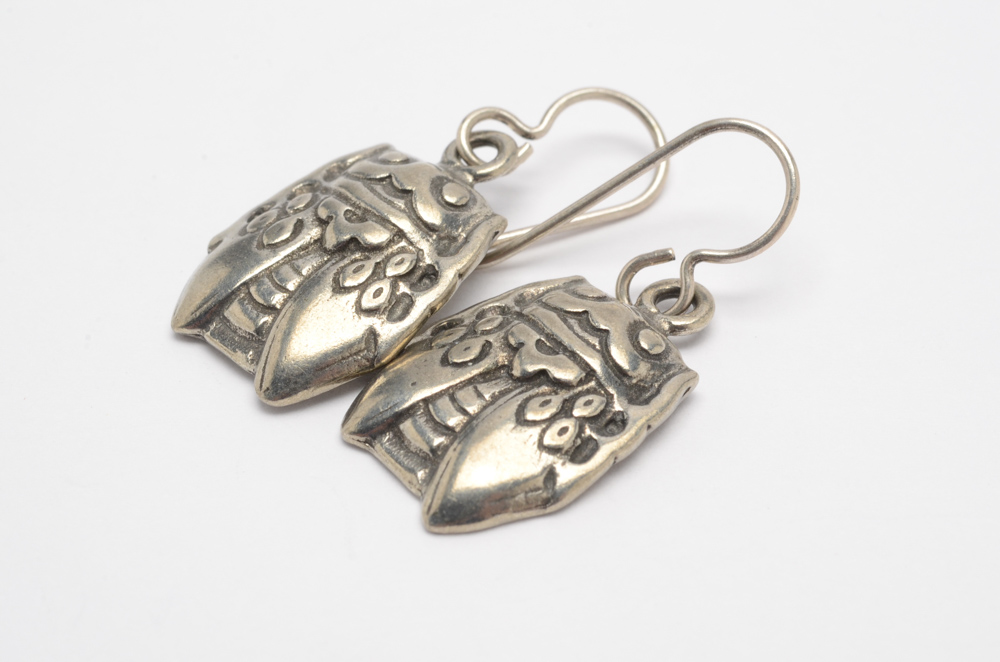 Fumiko Ukai Pewter Earrings and Kirk Steiff Pewter Cuff Bracelet