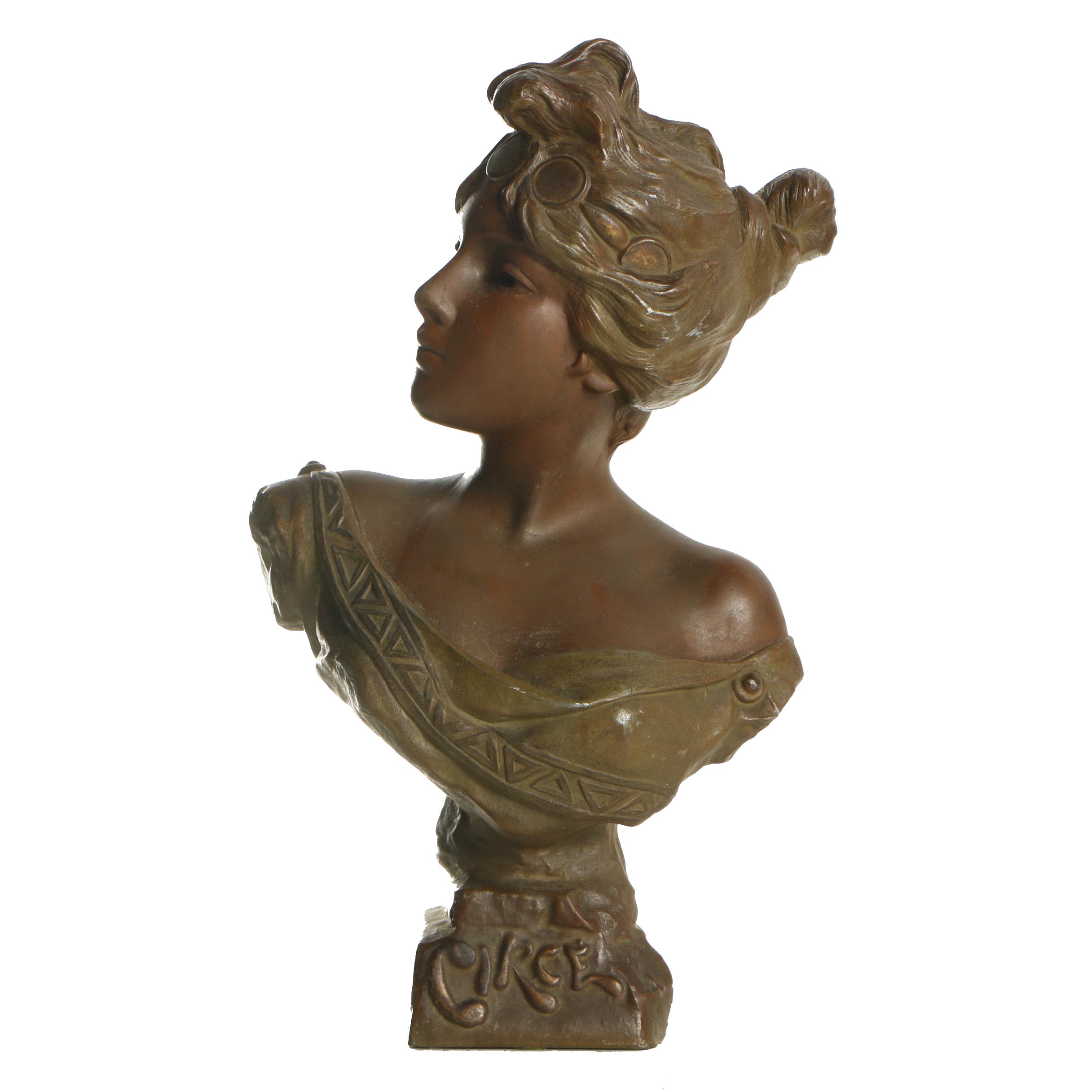 Vintage Spelter Bust After Emmanuel Villanis "Circe"